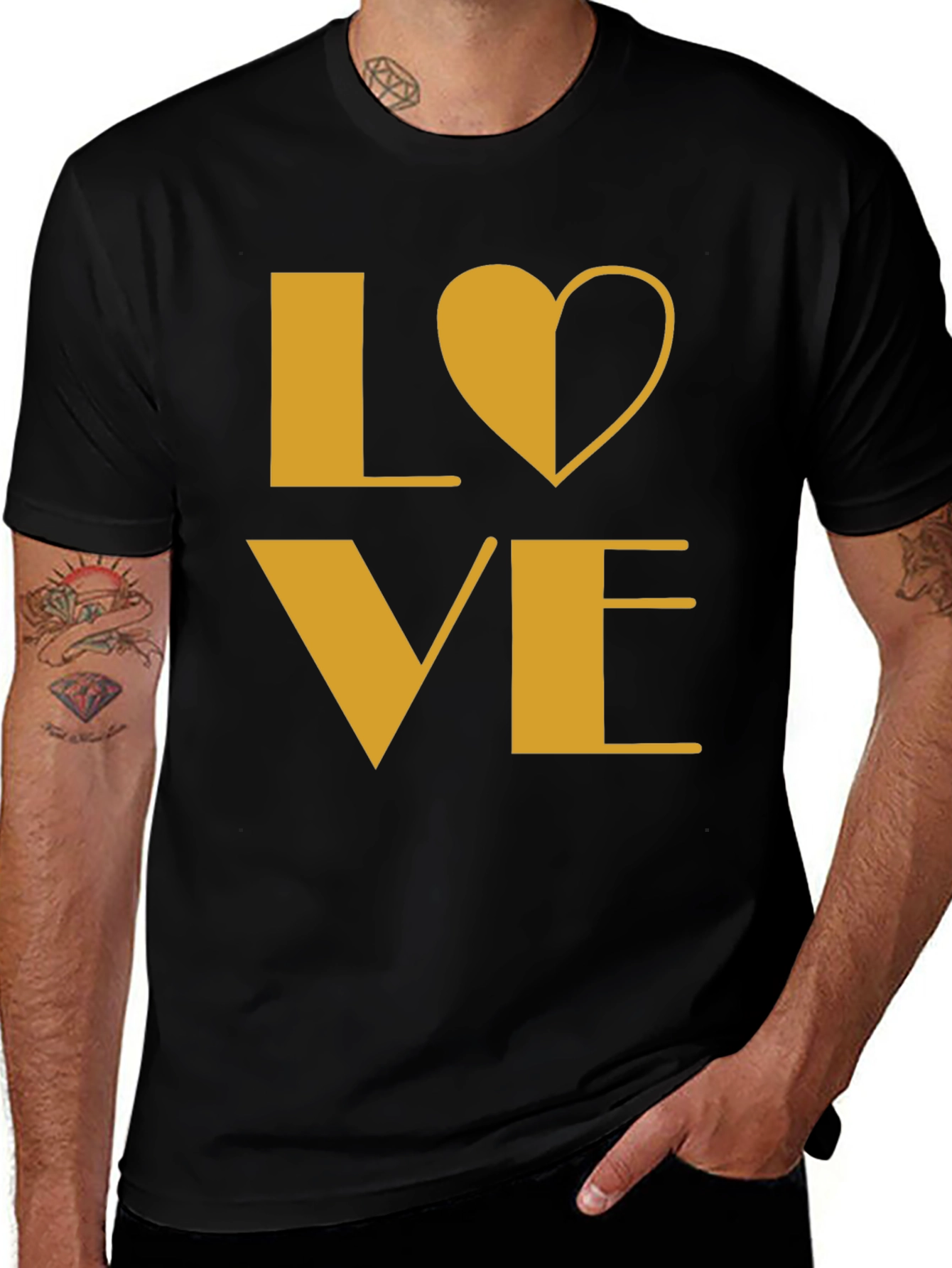 Variant 23 of Love Heart Graphic Tee - Stylish Black Cotton Shirt