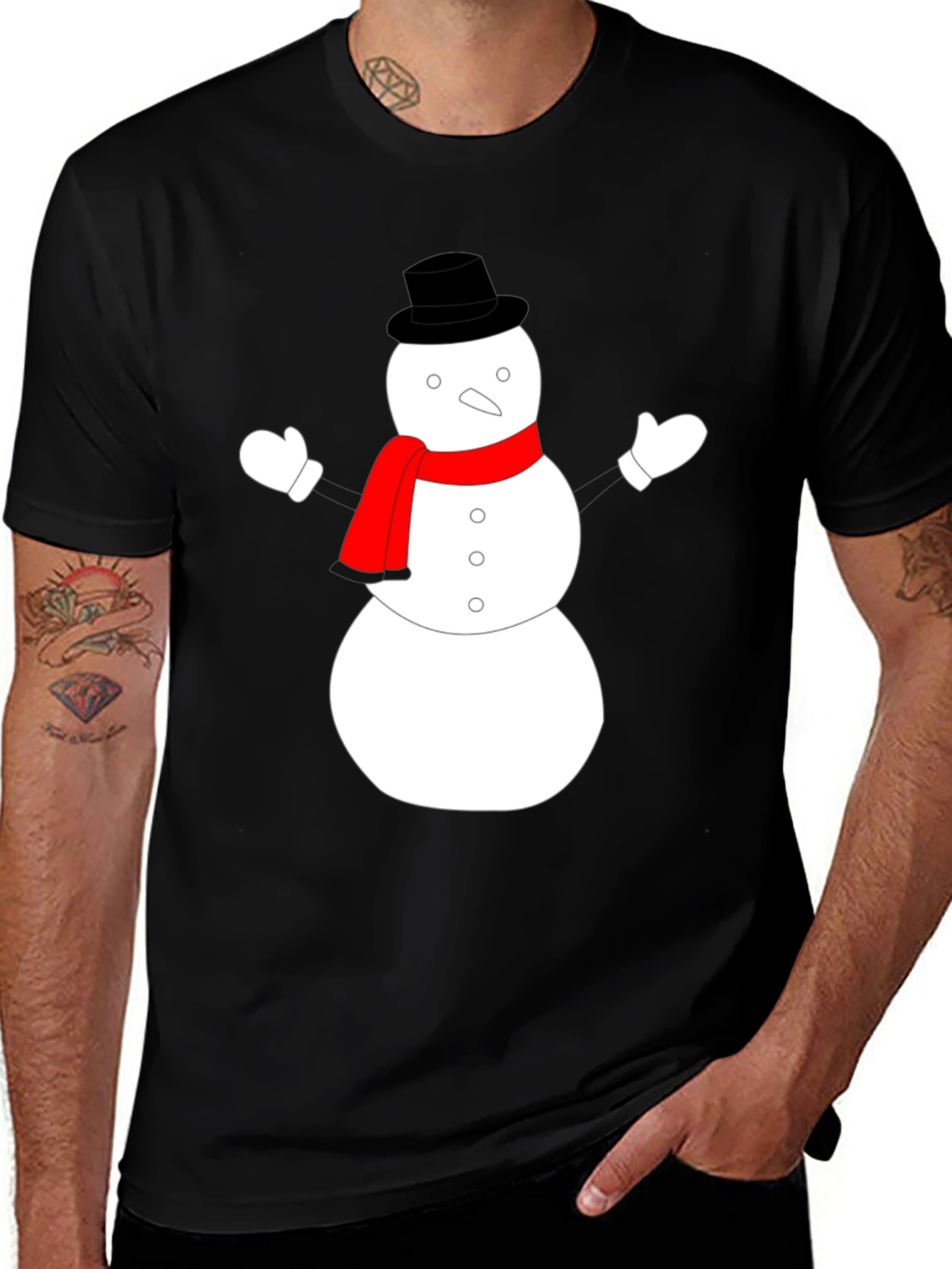 Variant 6 of Snowman Graphic Black T-Shirt