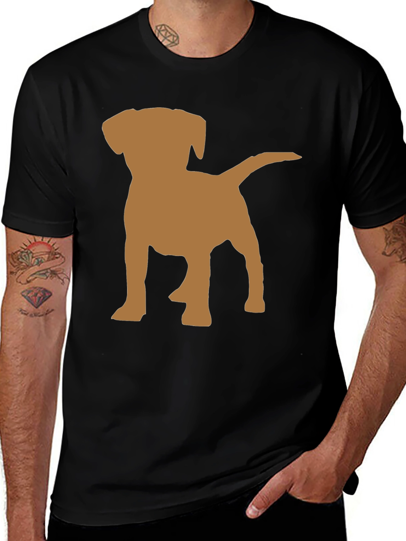 Variant 6 of Dog Silhouette Graphic Tee - Black Cotton