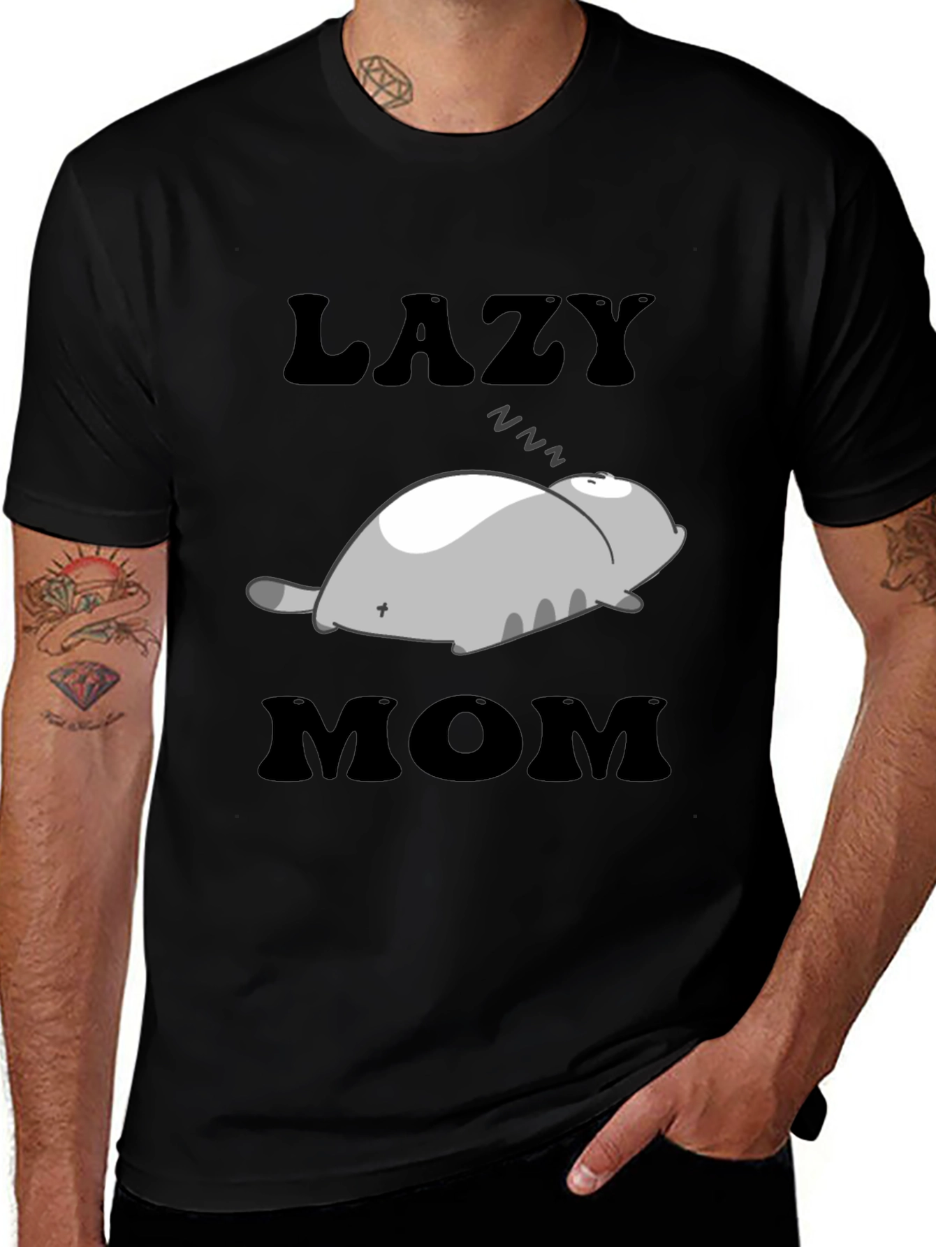 Variant 2 of Lazy Mom Cat T-Shirt - Women's Relaxed Fit