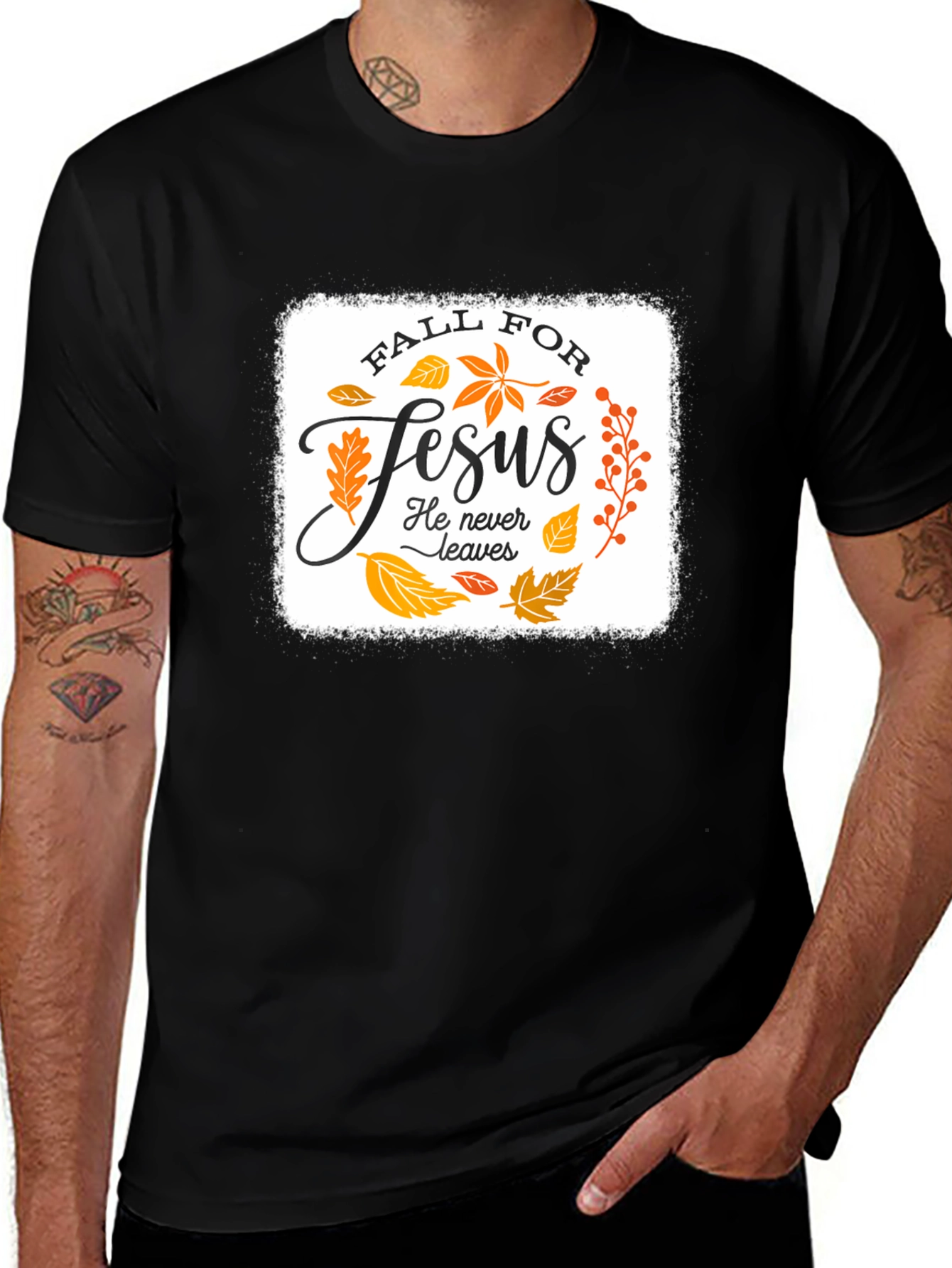 Variant 15 of Fall For Jesus Black Graphic T-Shirt