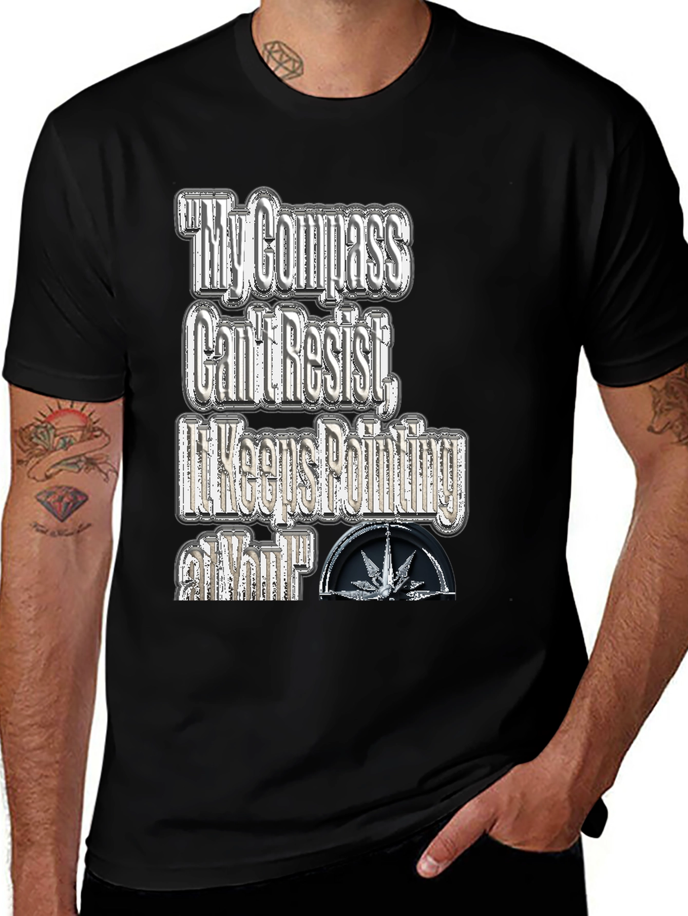 Variant 18 of My Compass Graphic Print Black T-Shirt