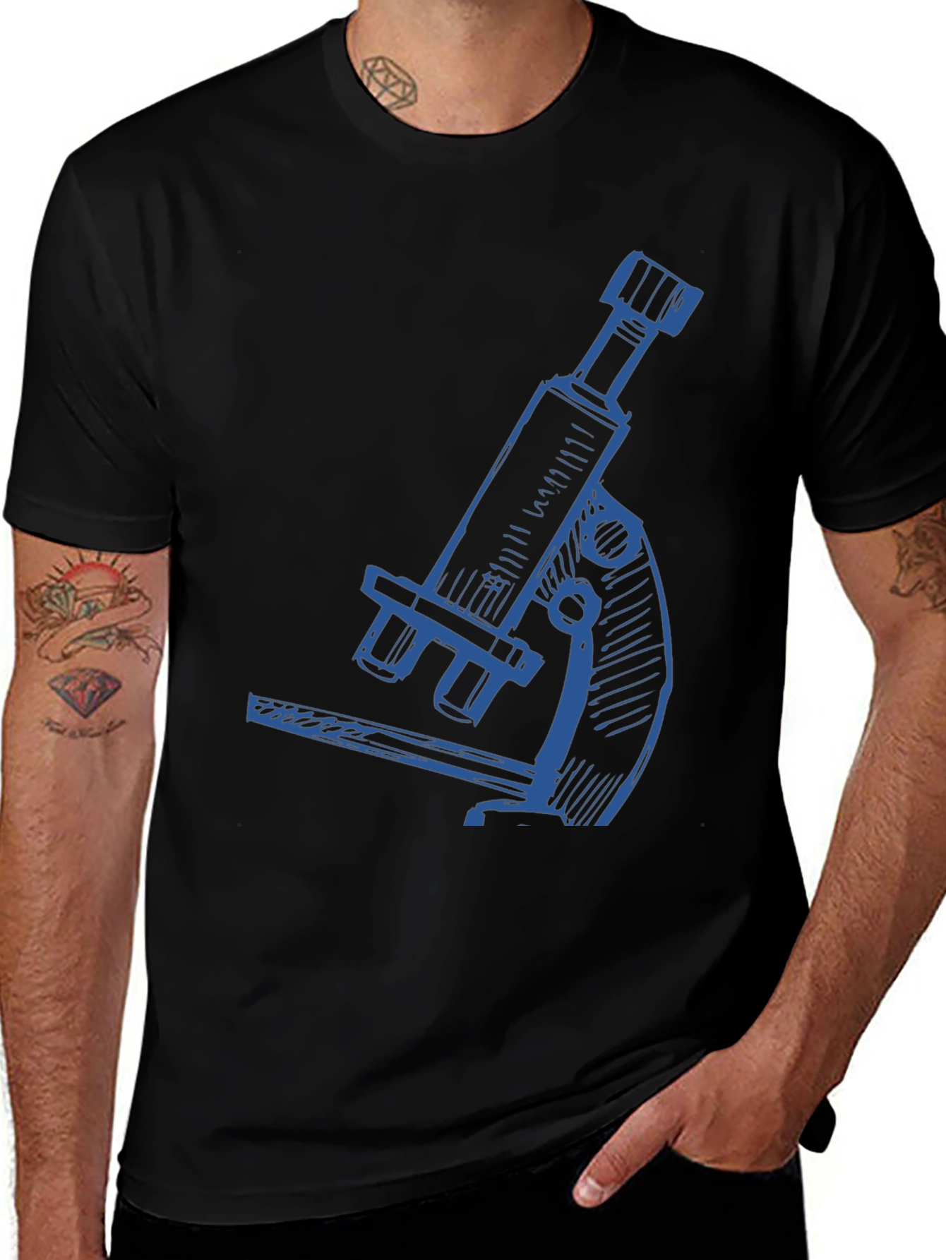 Variant 9 of Blue Microscope Graphic Print Black Tee