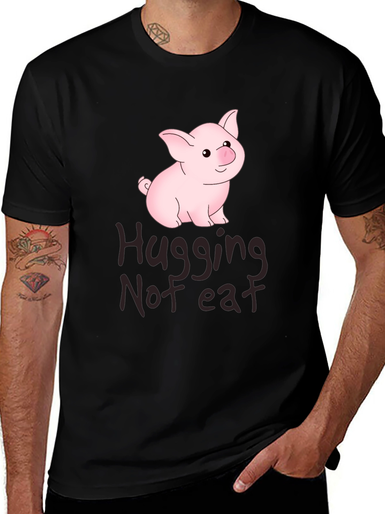 Variant 10 of Hugging Not Eating Pig T-Shirt