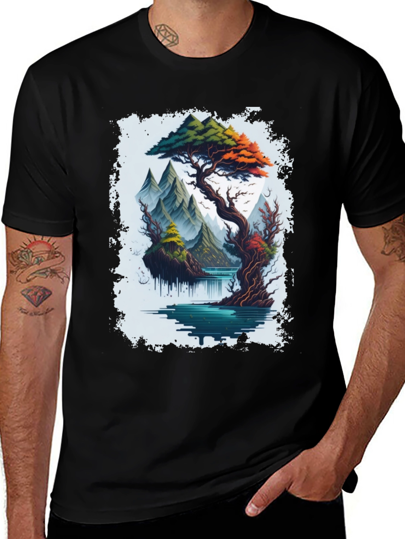 Scenic Mountain Landscape Graphic Tee