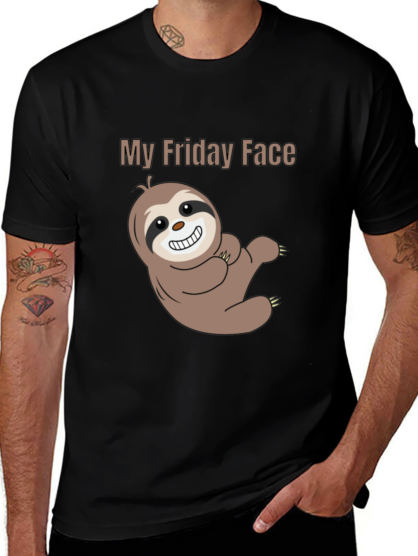 Variant 24 of Funny Sloth Friday Face T-Shirt