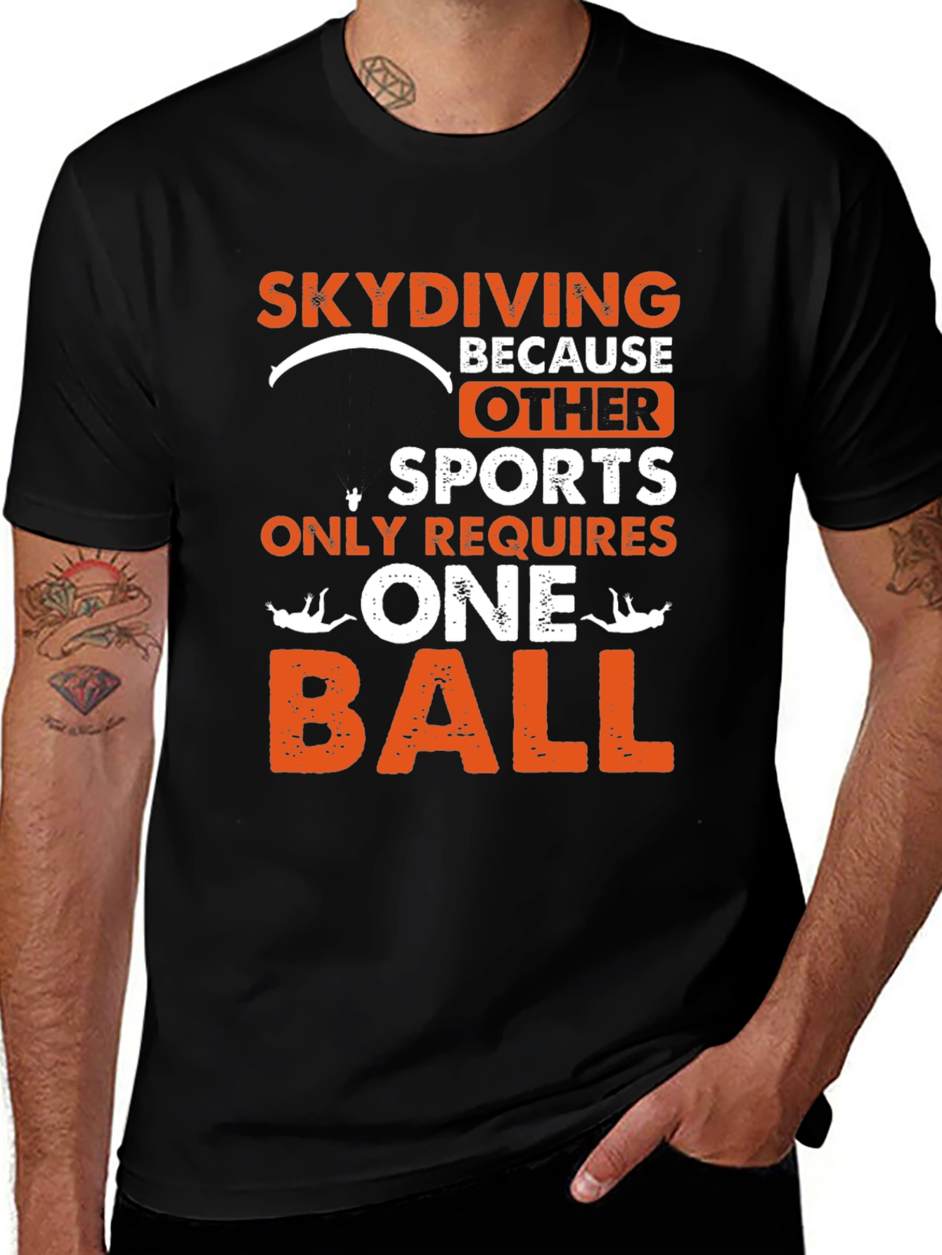 Variant 16 of Skydiving One Ball T-Shirt Funny Parachute Jumper Tee