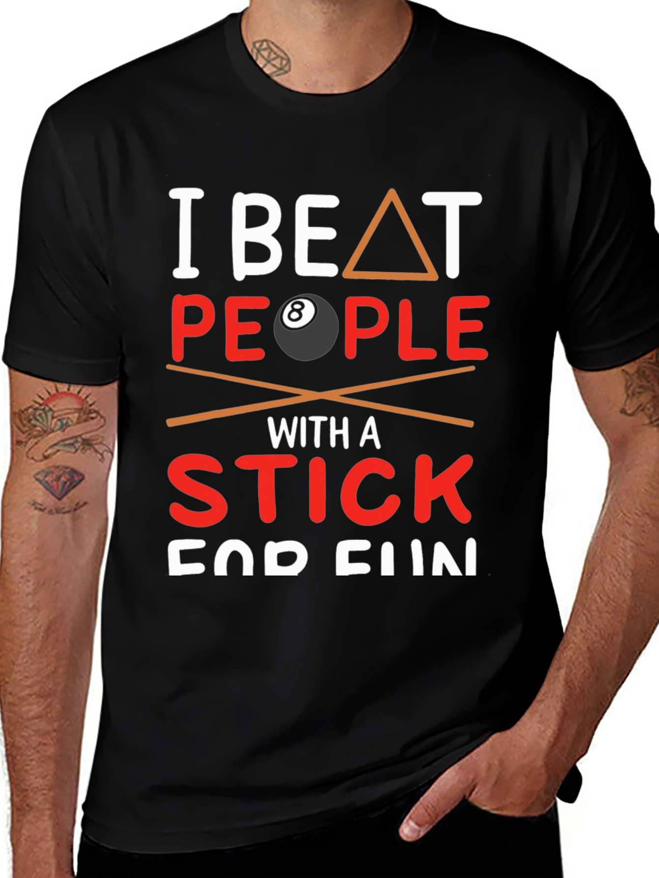 Variant 18 of Funny Billiards T-Shirt: I Beat People With A Stick