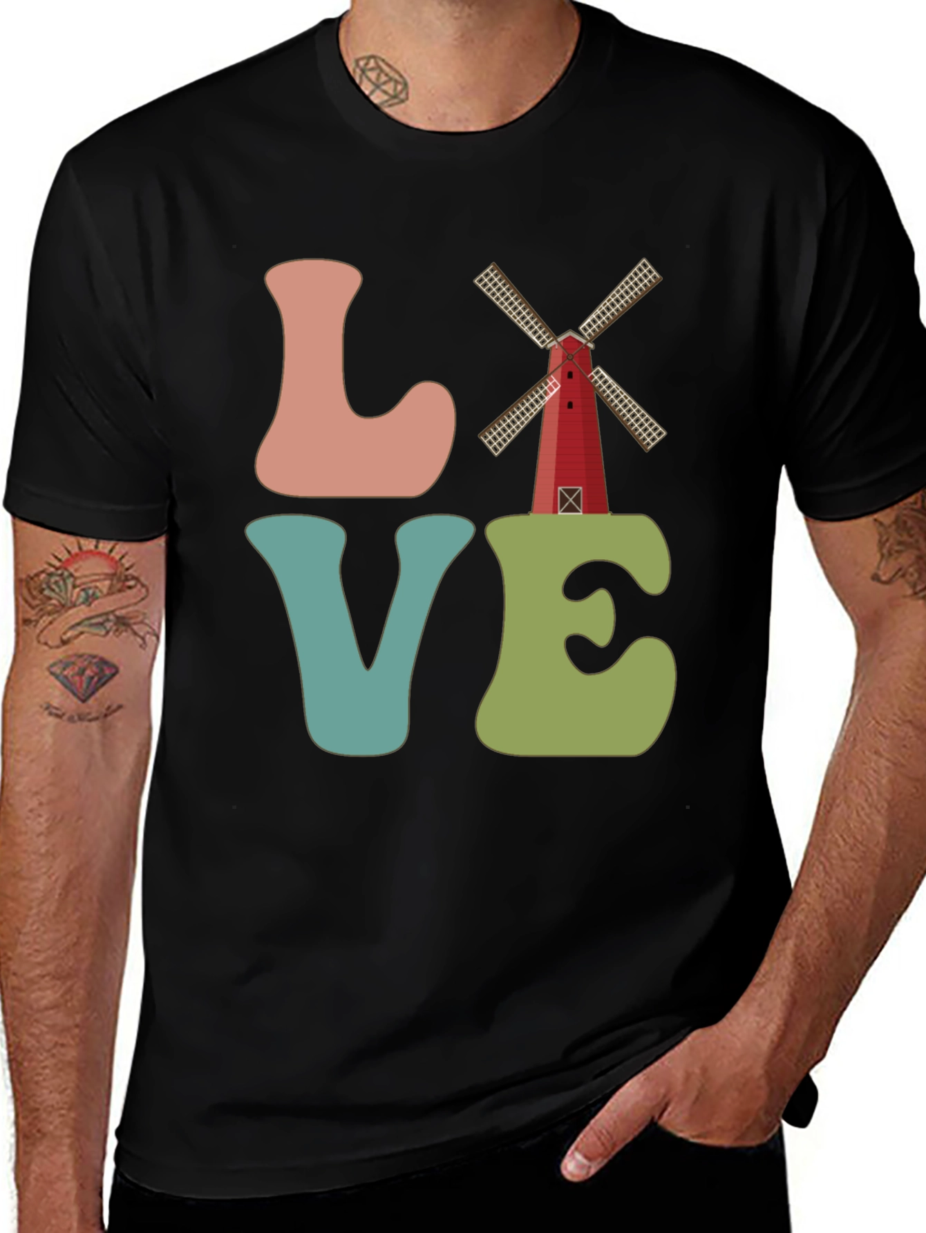 Variant 12 of LOVE Windmill Graphic Tee - Soft Cotton Blend Shirt