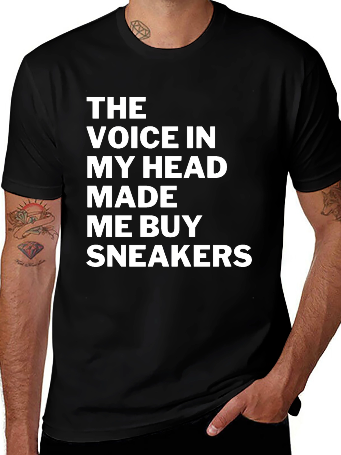 Variant 23 of Funny Slogan T-Shirt: Voice Made Me Buy Sneakers