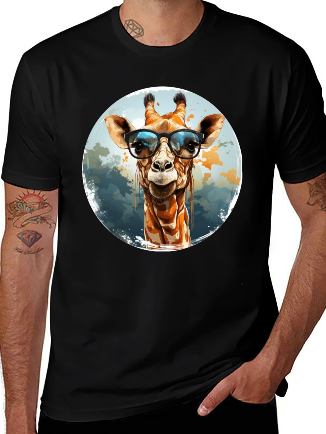 Variant 9 of Giraffe with Glasses Graphic Tee