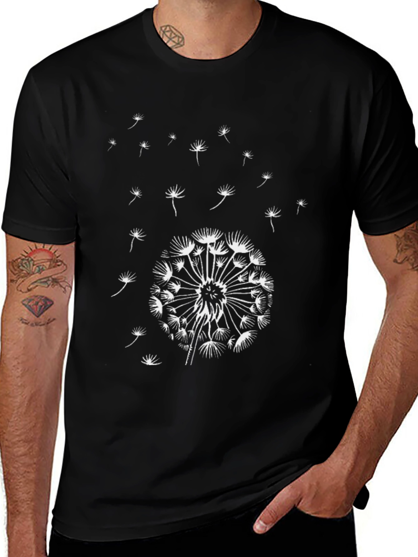 Variant 15 of Dandelion Print Black T-Shirt
