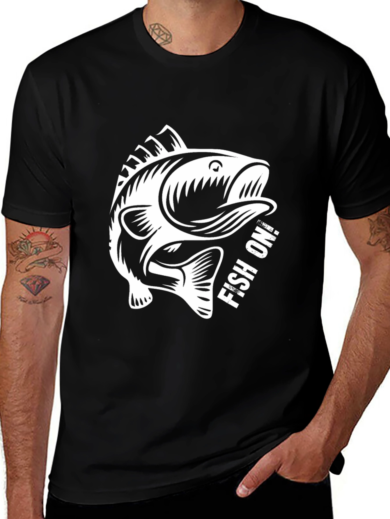 Variant 14 of Fish On! Graphic Tee - Black Cotton T-Shirt