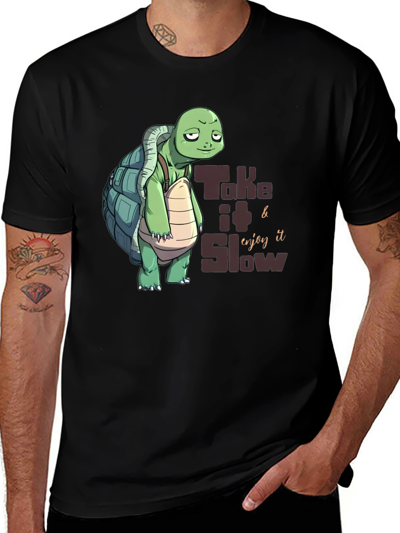 Variant 29 of Relaxed Turtle Graphic Tee - Take it Slow & Enjoy