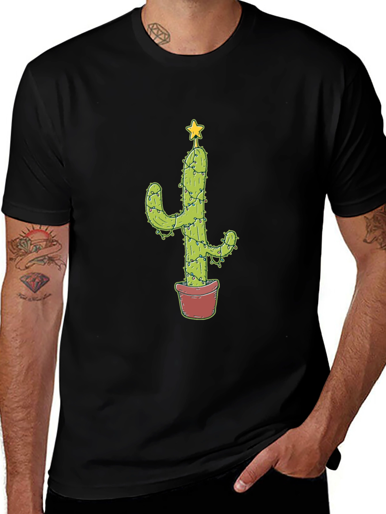 Festive Cactus Graphic Tee - Holiday Cheer!