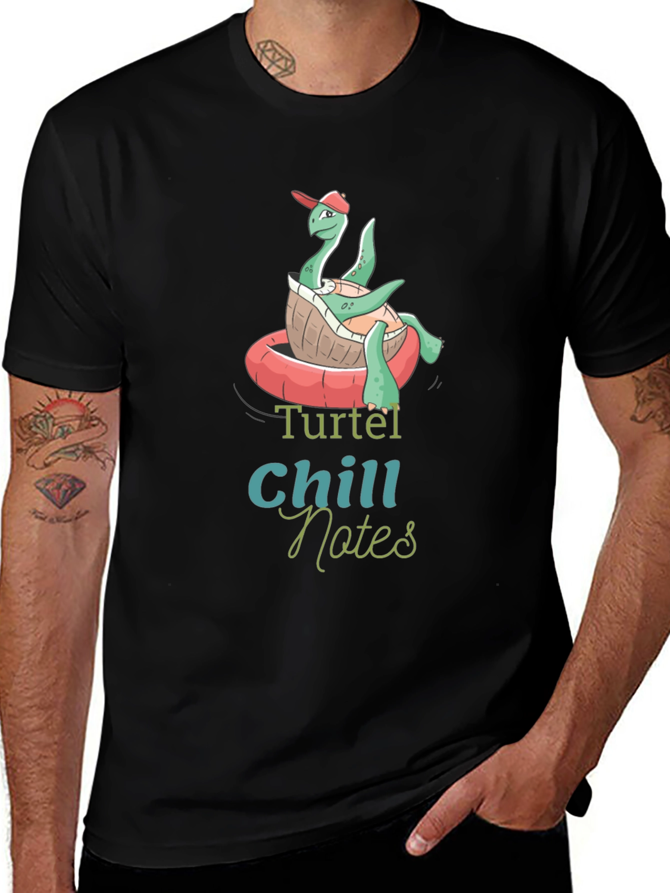 Variant 3 of Turtel Chill Notes Black T-Shirt
