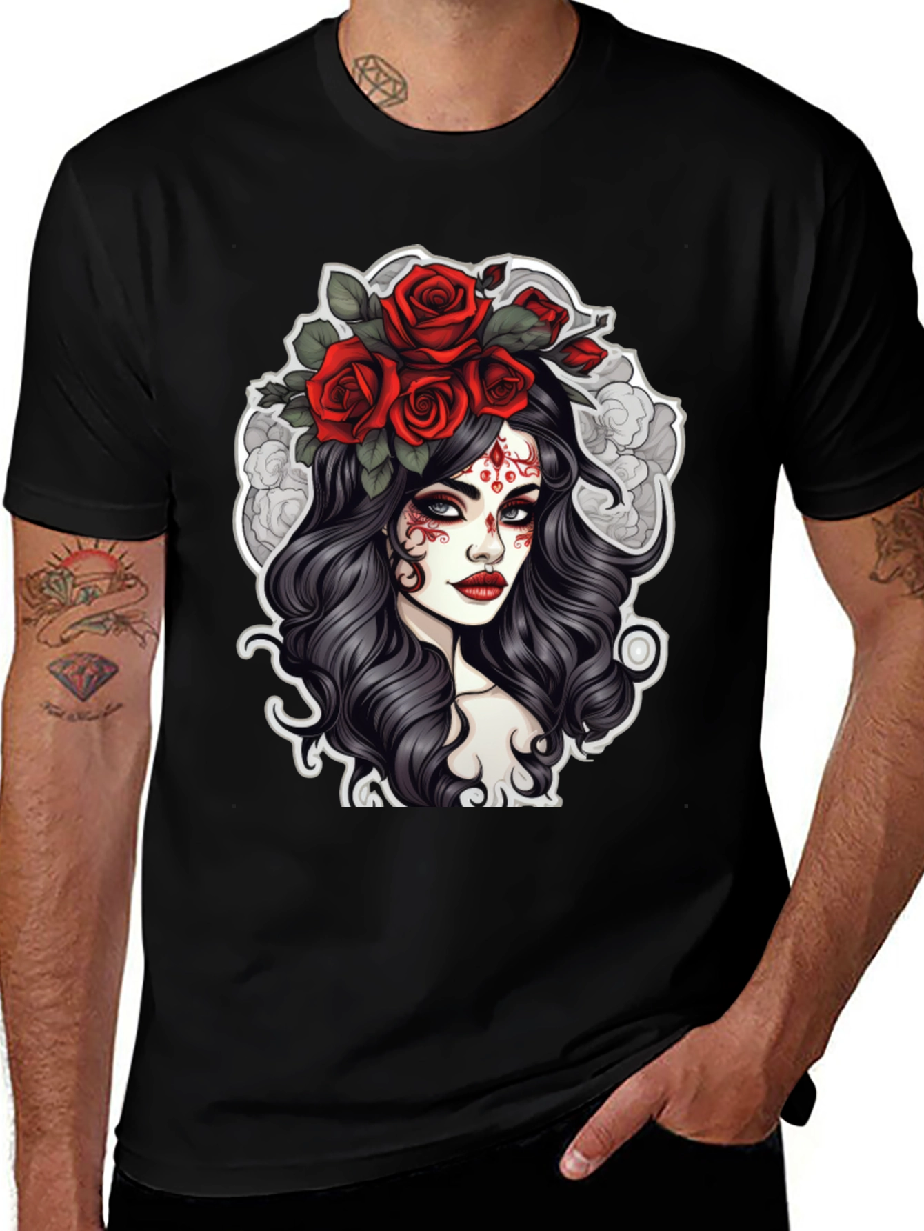 Variant 24 of Day of the Dead Rose Crown Graphic Tee