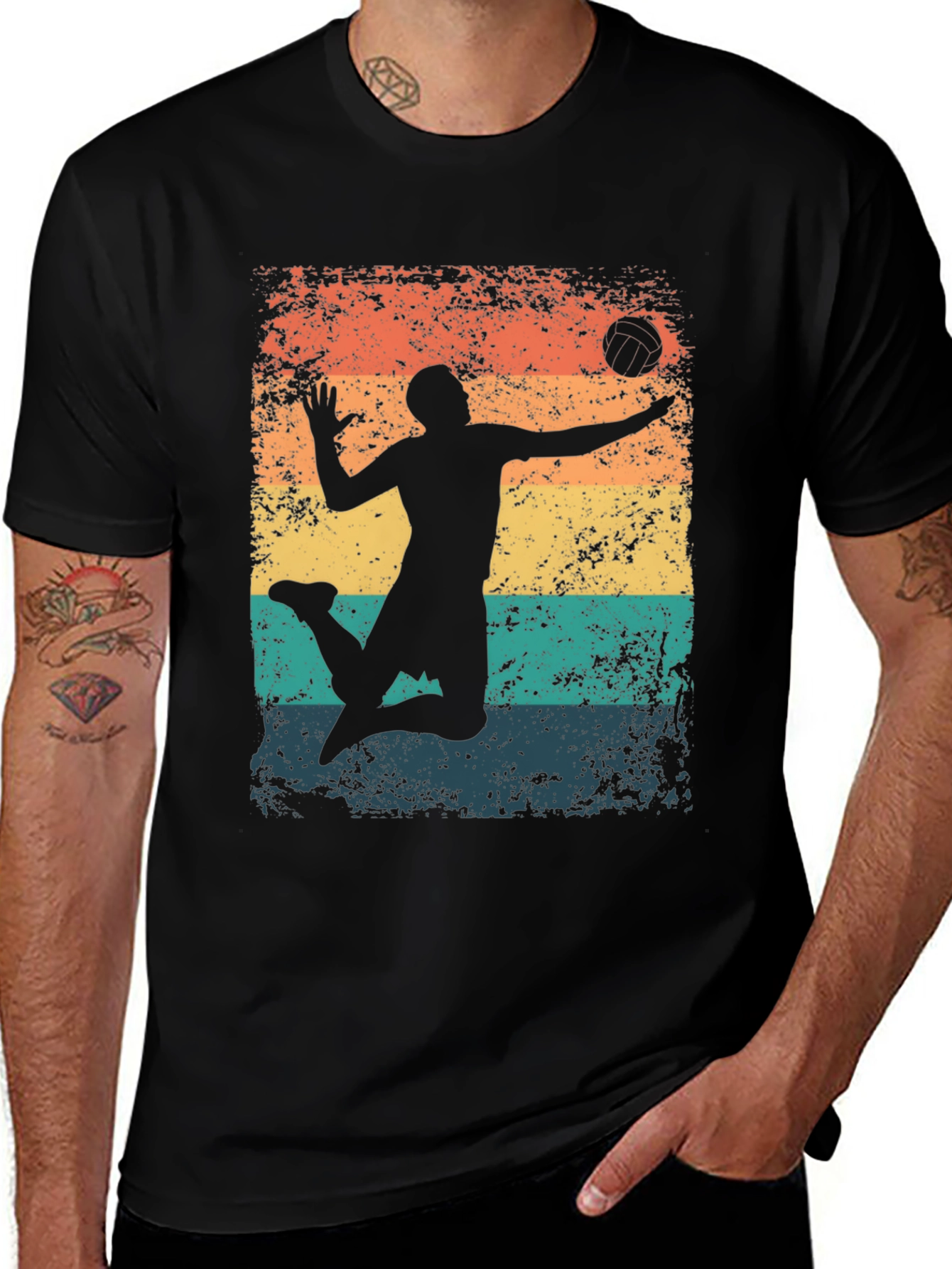 Variant 13 of Vintage Volleyball Silhouette Graphic Tee