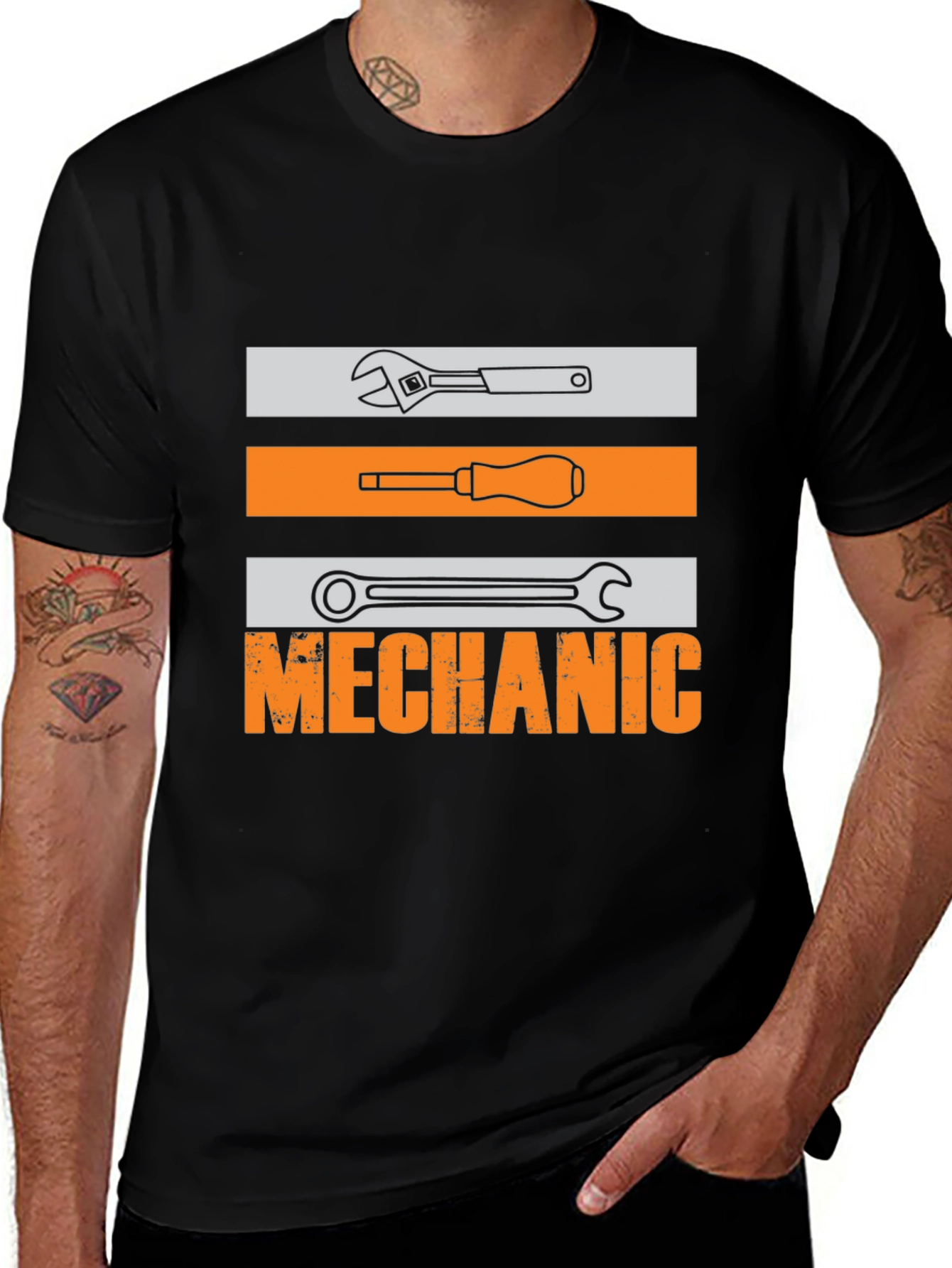 Mechanic Tools Graphic T-Shirt - Black