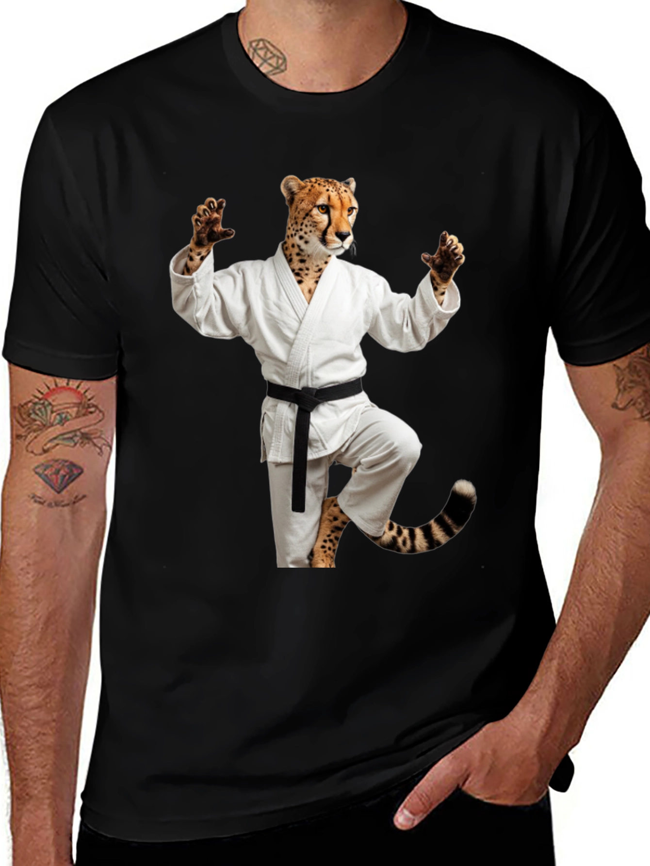 Variant 13 of Cheetah Karate Master Graphic Tee