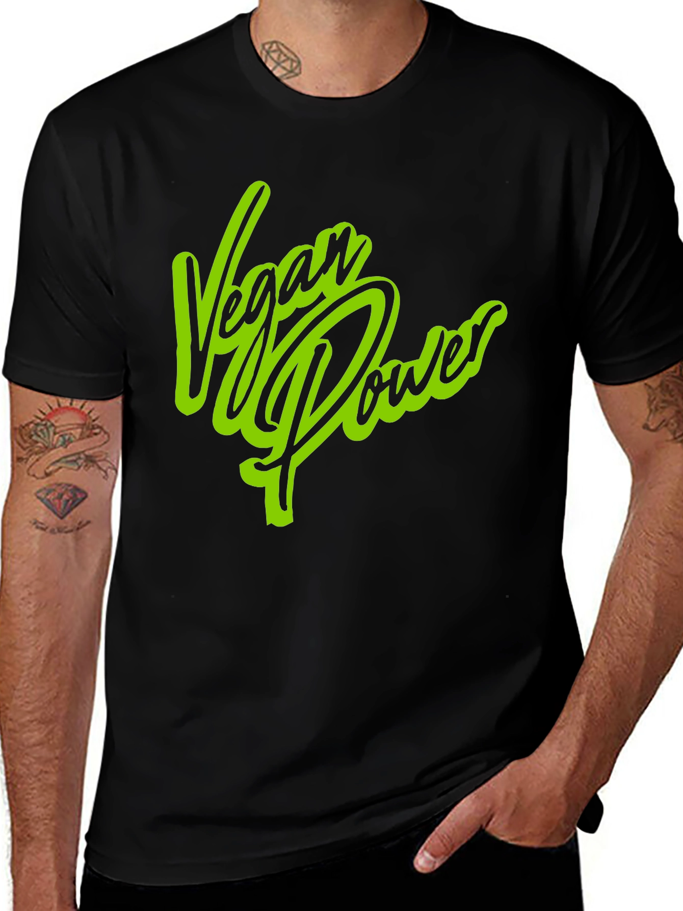 Variant 29 of Vegan Power Graphic Print Black T-Shirt