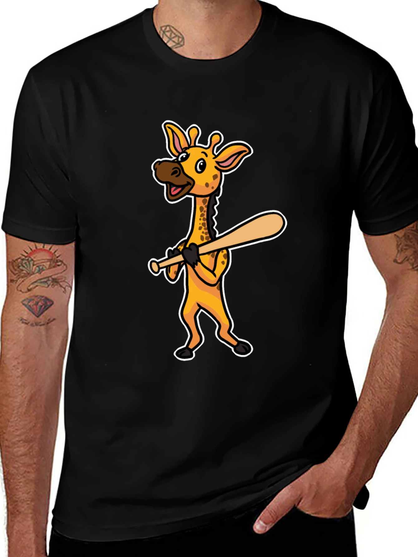 Variant 13 of Giraffe Baseball T-Shirt - Fun Cartoon Animal Tee