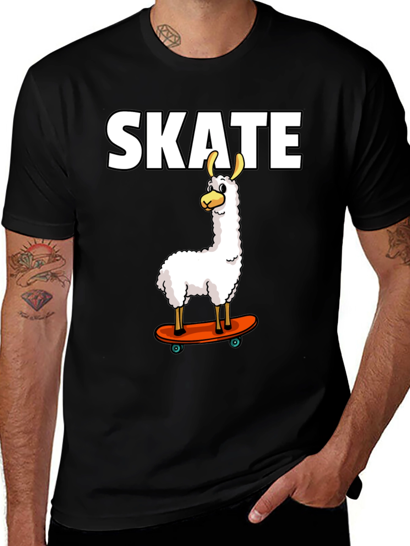 Variant 21 of Skate Llama Black Graphic Tee