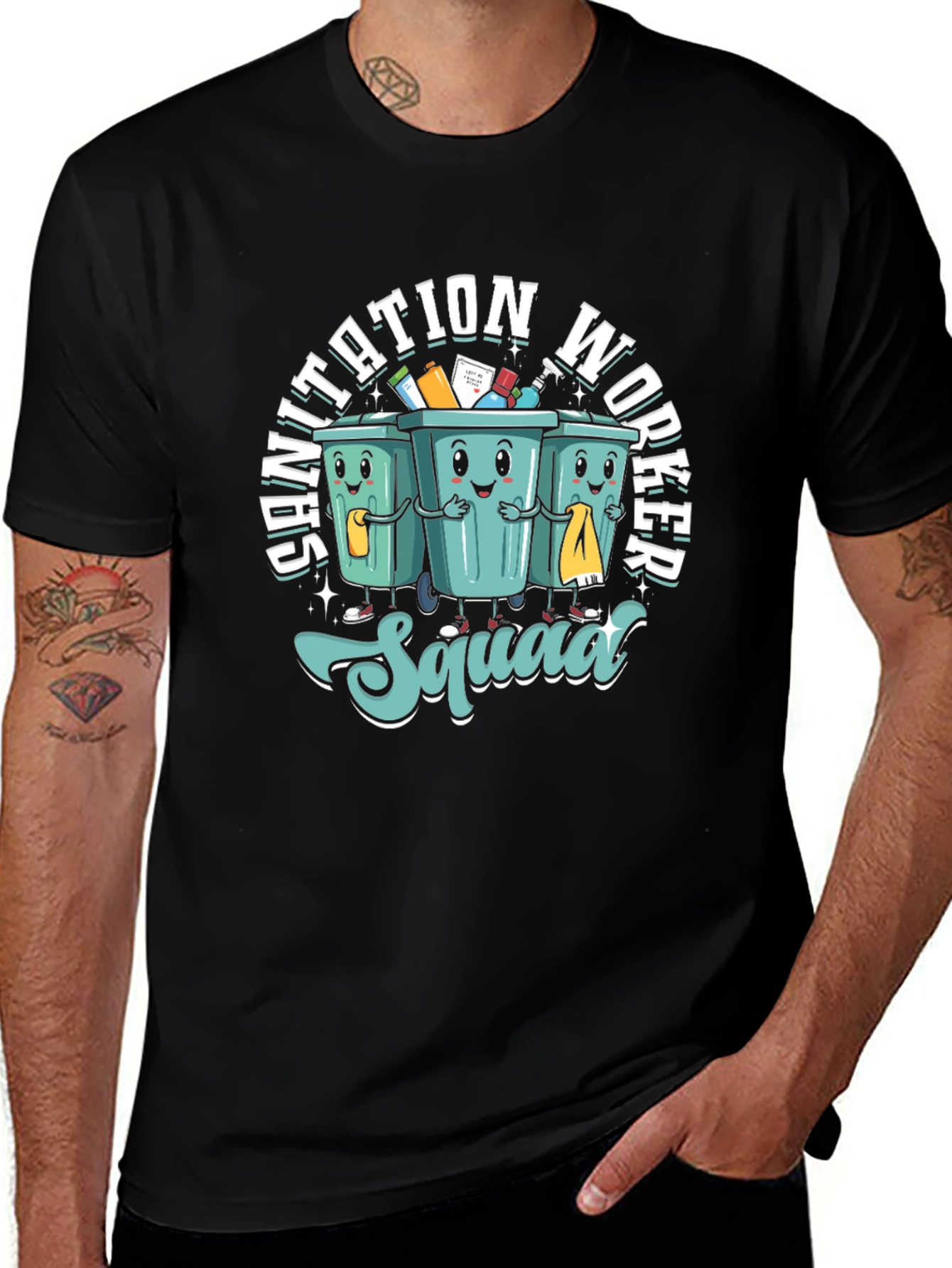 Variant 24 of Sanitation Worker Squad T-Shirt - Cartoon Graphic Tee