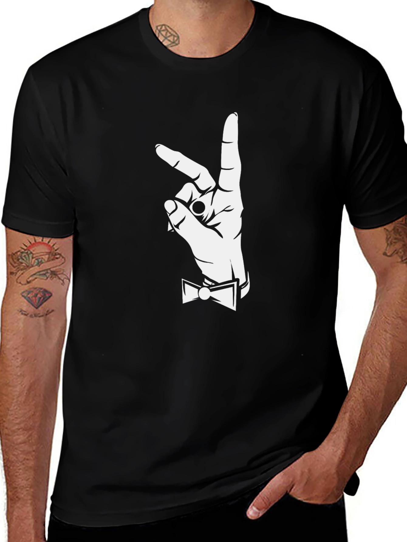 Variant 25 of Gentleman Hand Gesture Graphic Tee - Black