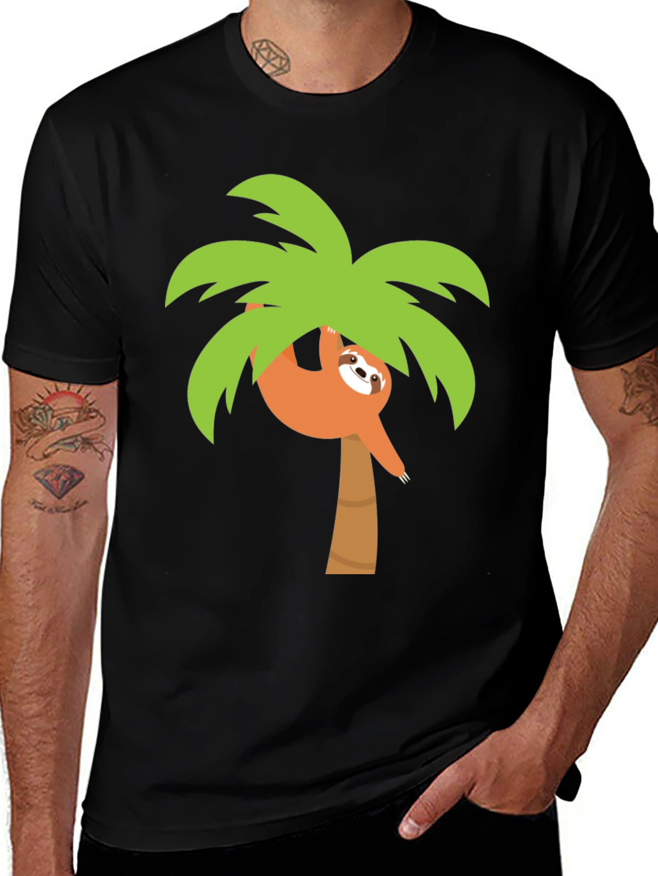 Variant 27 of Sloth in Palm Tree Graphic Tee
