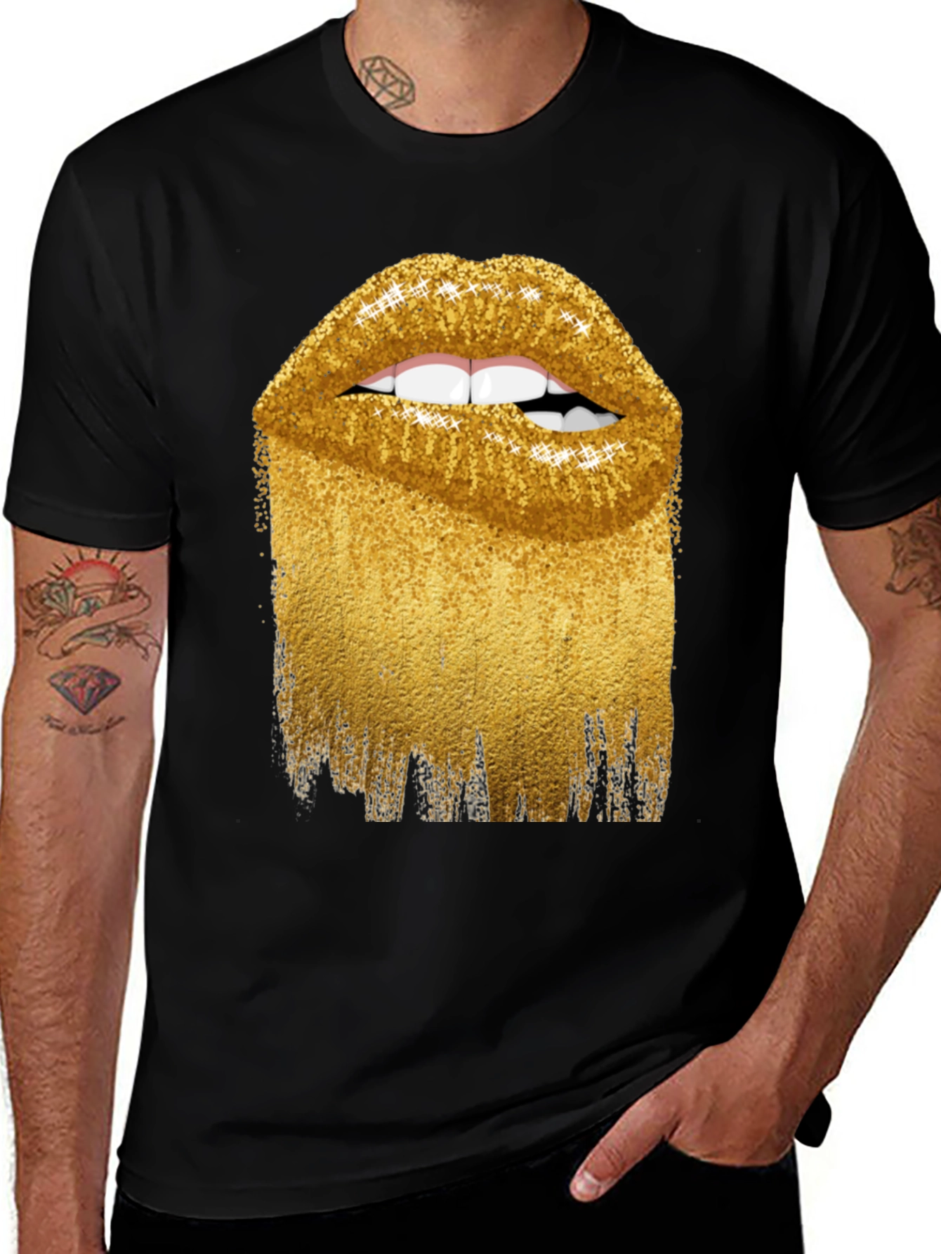 Variant 15 of Golden Lips Graphic Tee - Stylish Unisex Shirt