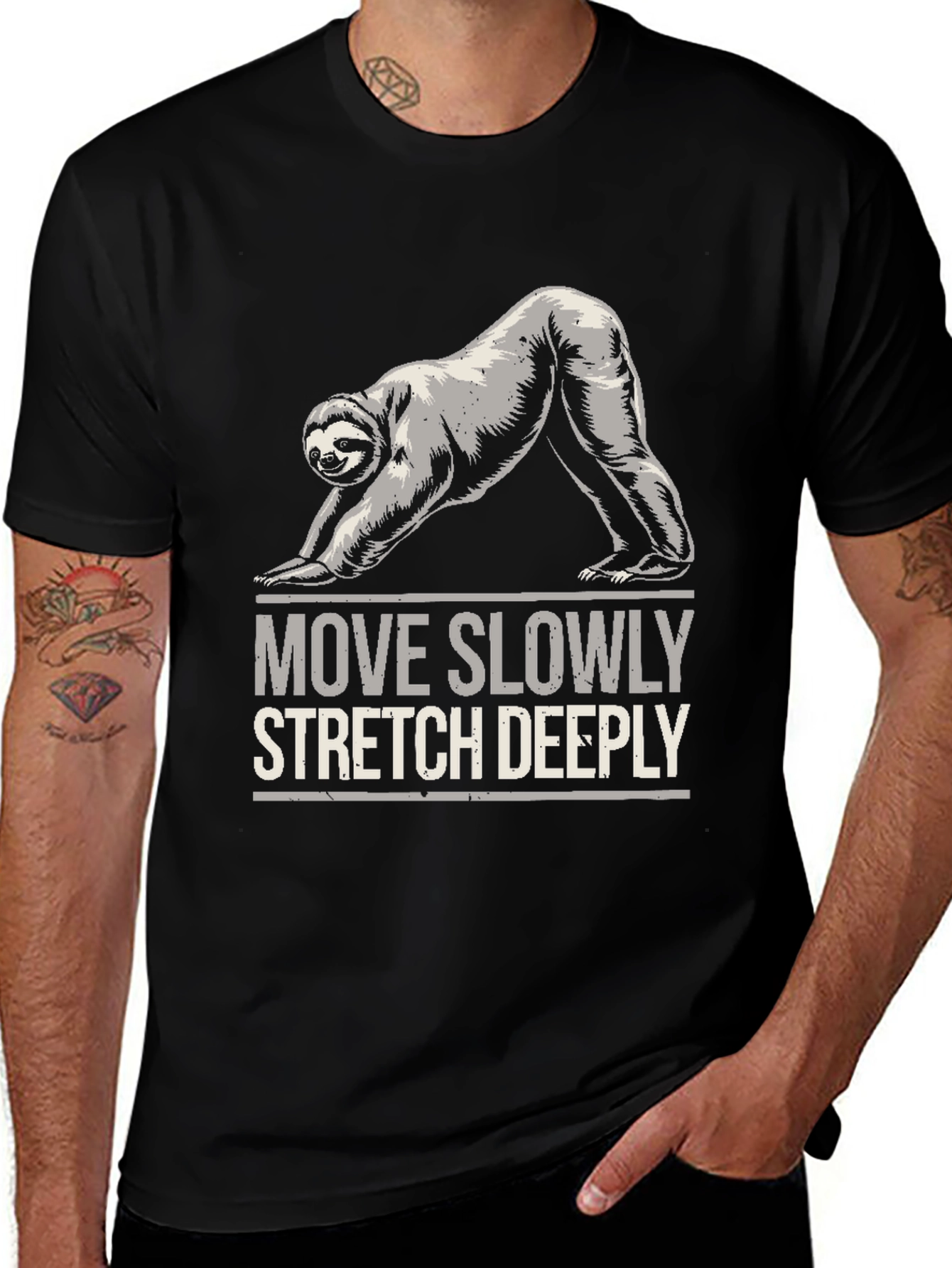 Variant 29 of Yoga Sloth T-Shirt - Move Slowly Stretch Deeply