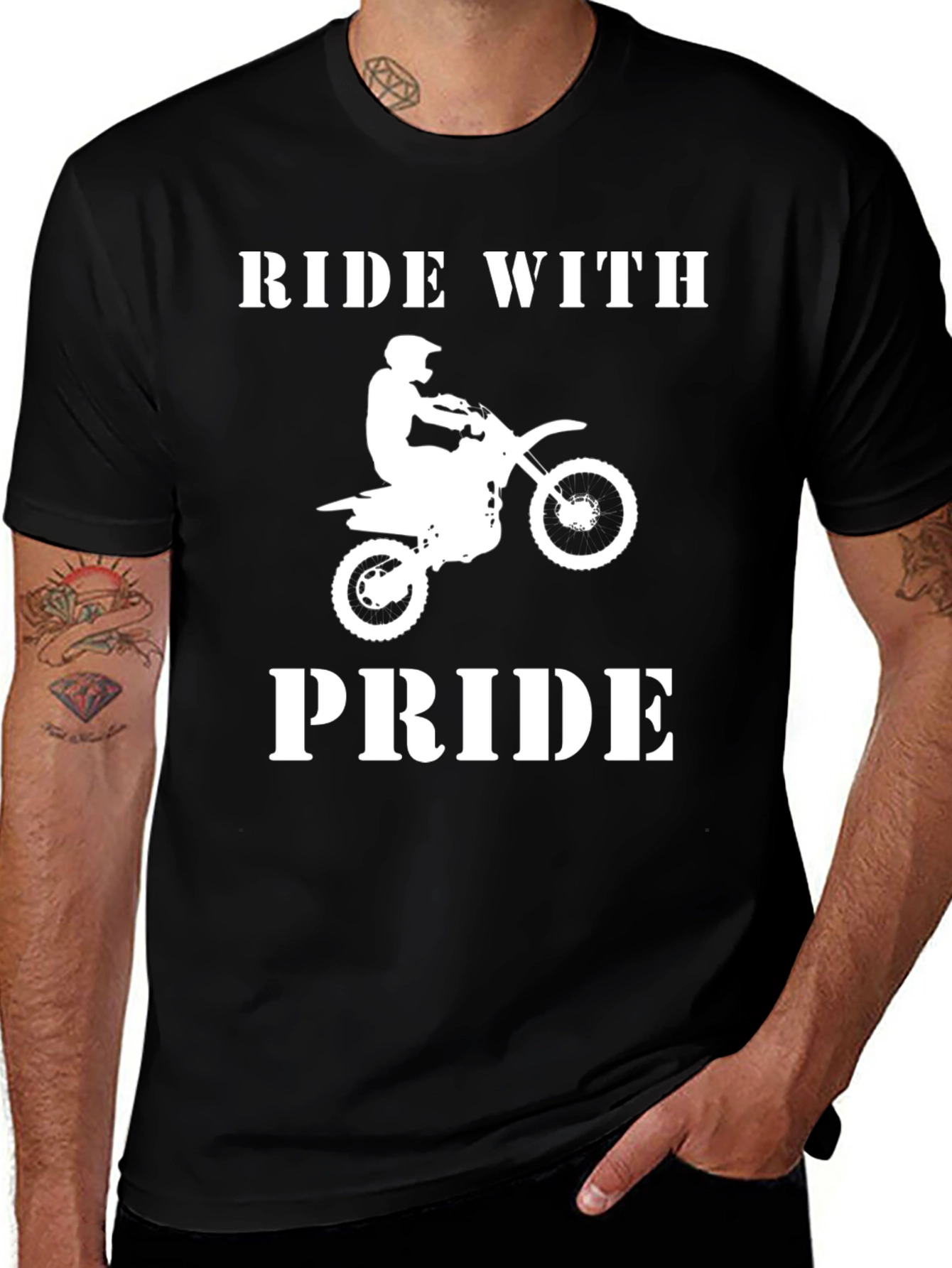 Variant 4 of Ride With Pride Motocross T-Shirt - Black