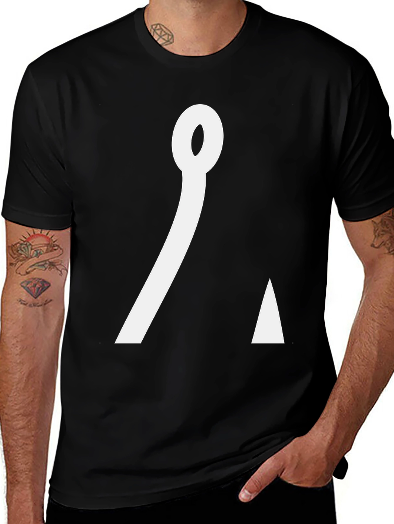 Black Minimalist Graphic Tee - Black Cotton Blend Shirt main image