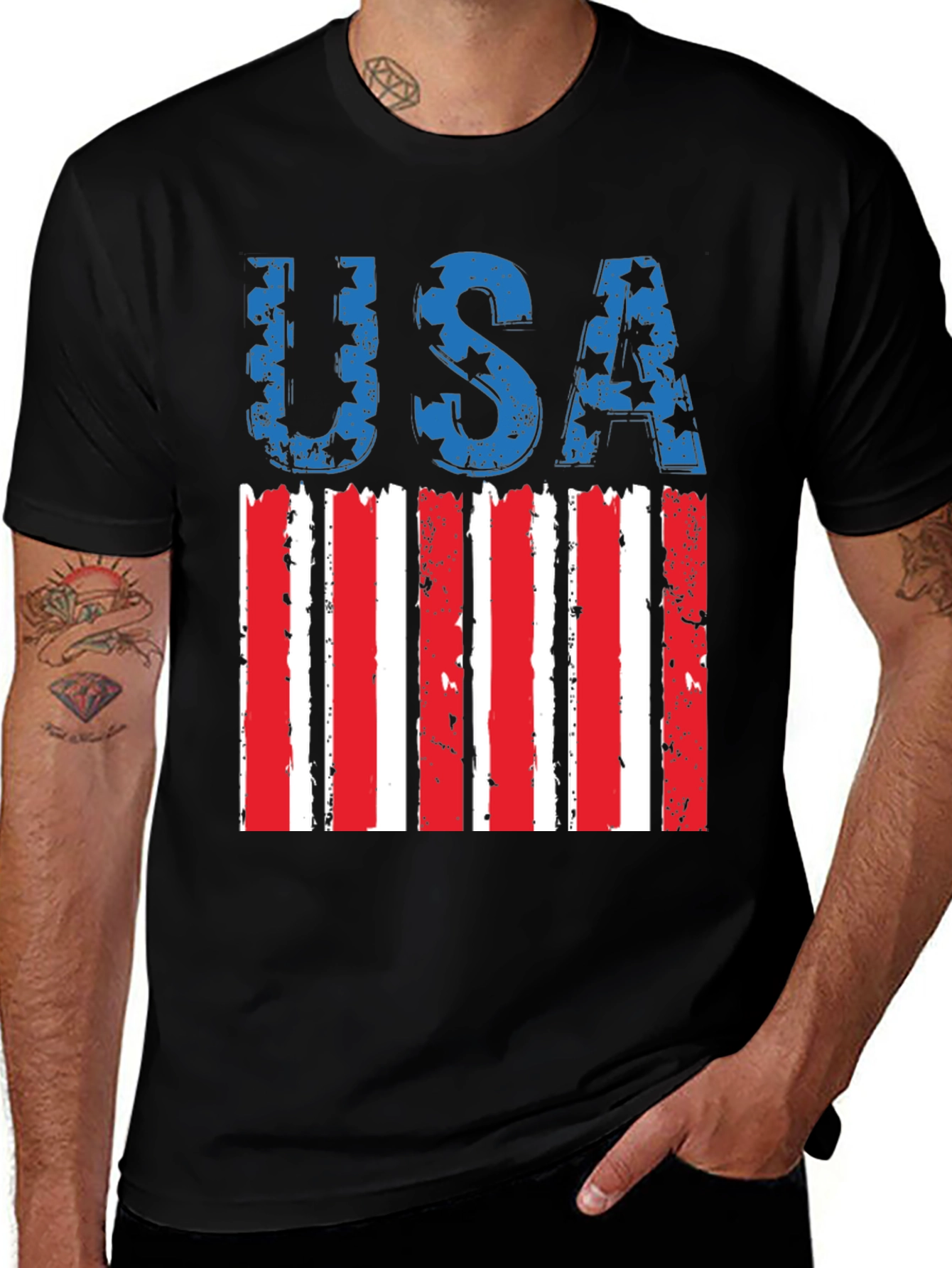 Variant 8 of Patriotic USA Flag Graphic T-Shirt