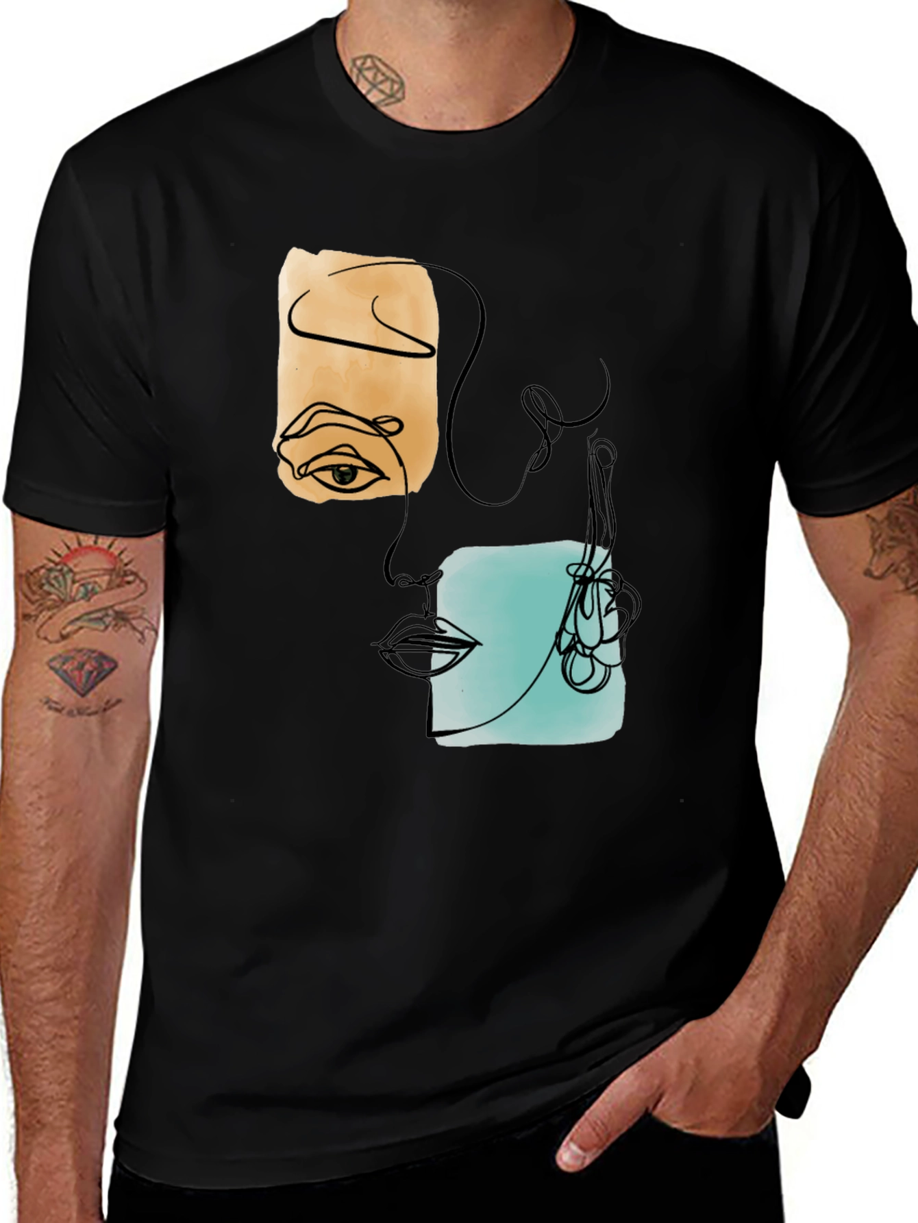 Variant 17 of Abstract Face Graphic Tee - Modern Art Shirt