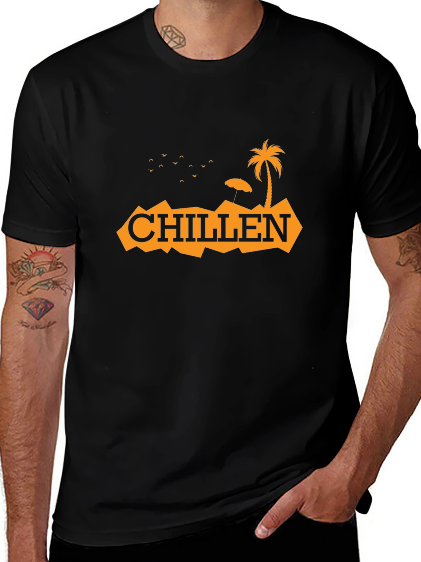 Variant 27 of Chillen Graphic Tee - Island Vibes Black T-Shirt