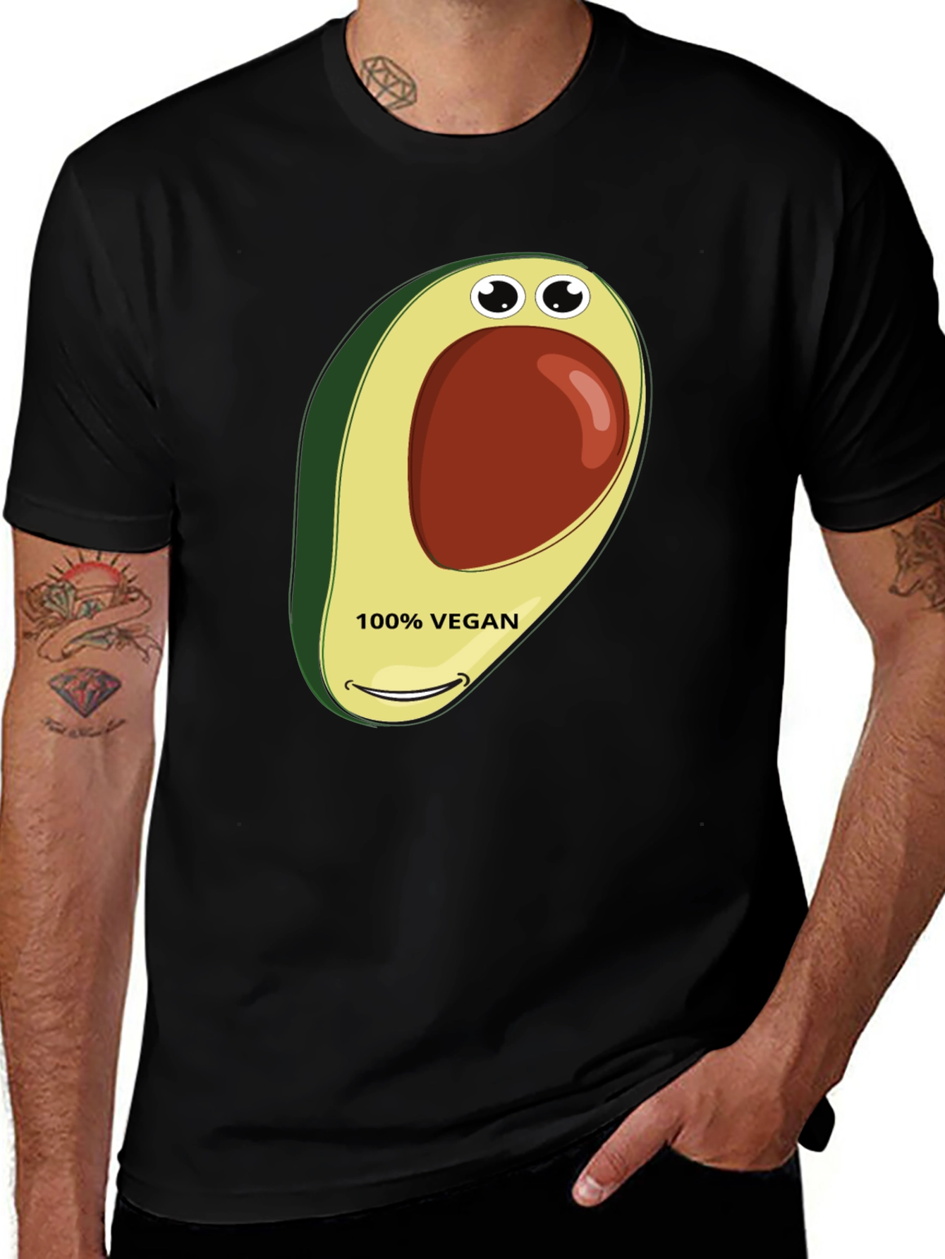 Variant 13 of Vegan Avocado Graphic Tee - Black T-Shirt