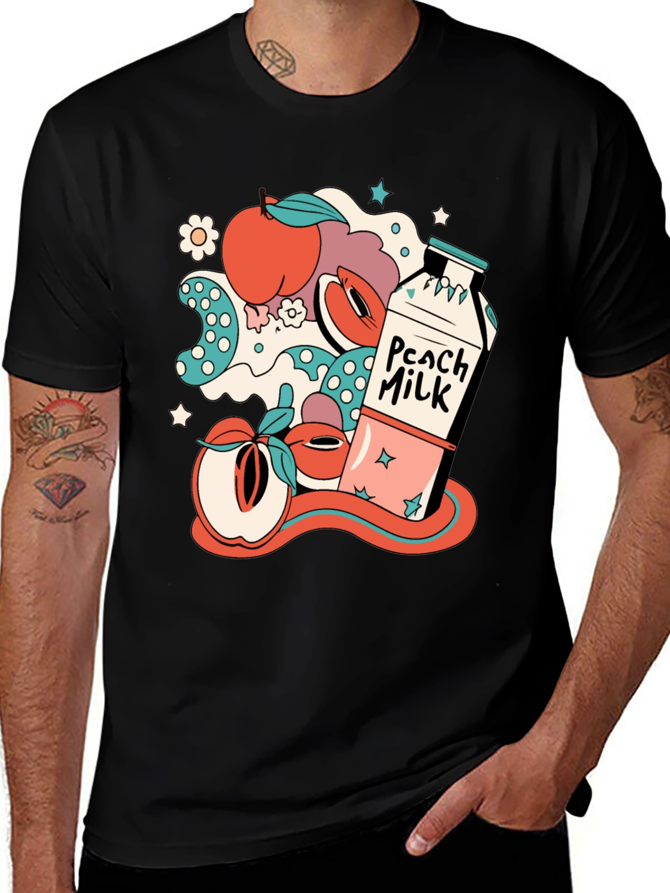 Variant 8 of Peach Milk Graphic Tee - Retro Style