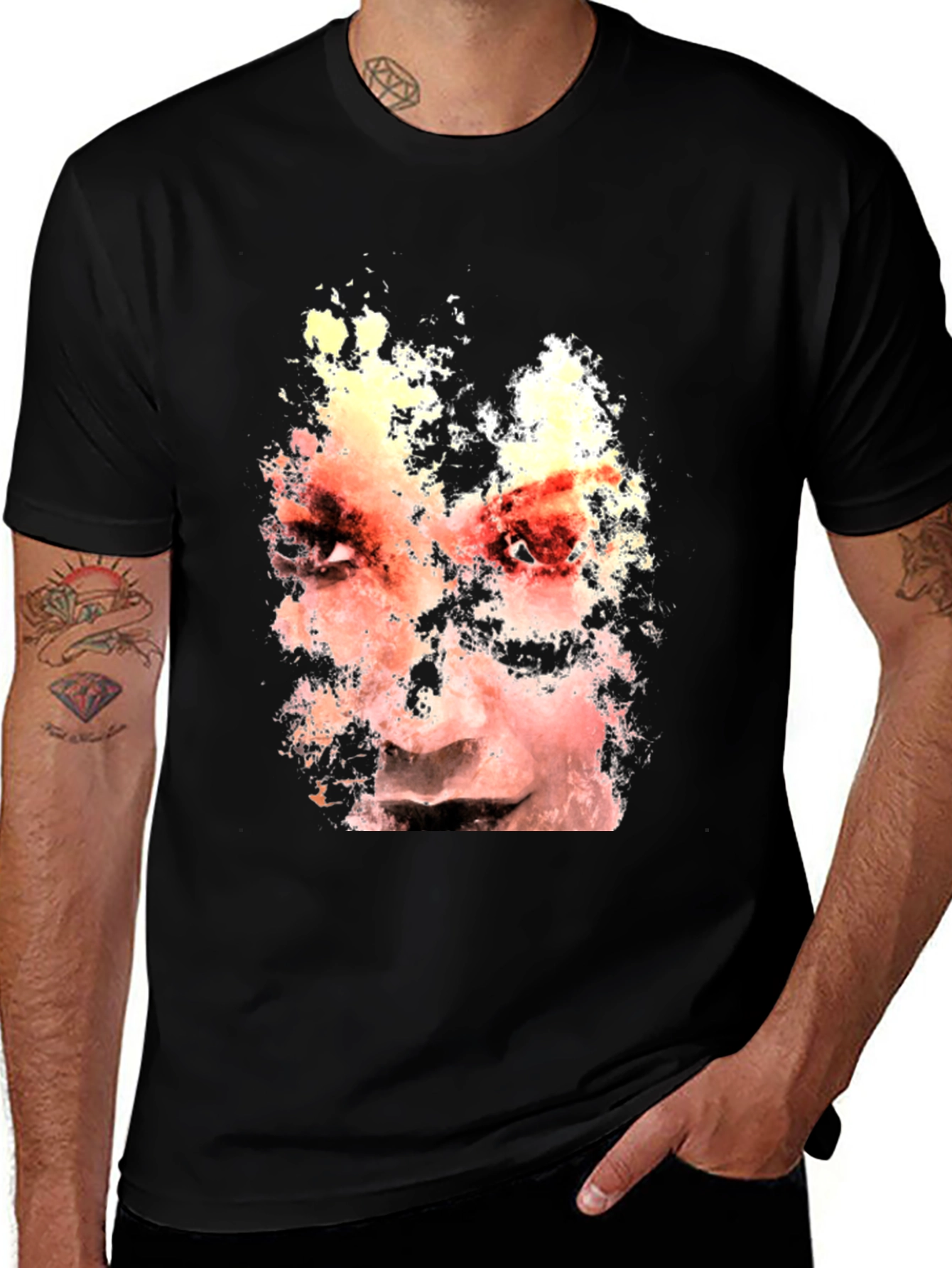 Variant 22 of Abstract Face Print Black T-Shirt