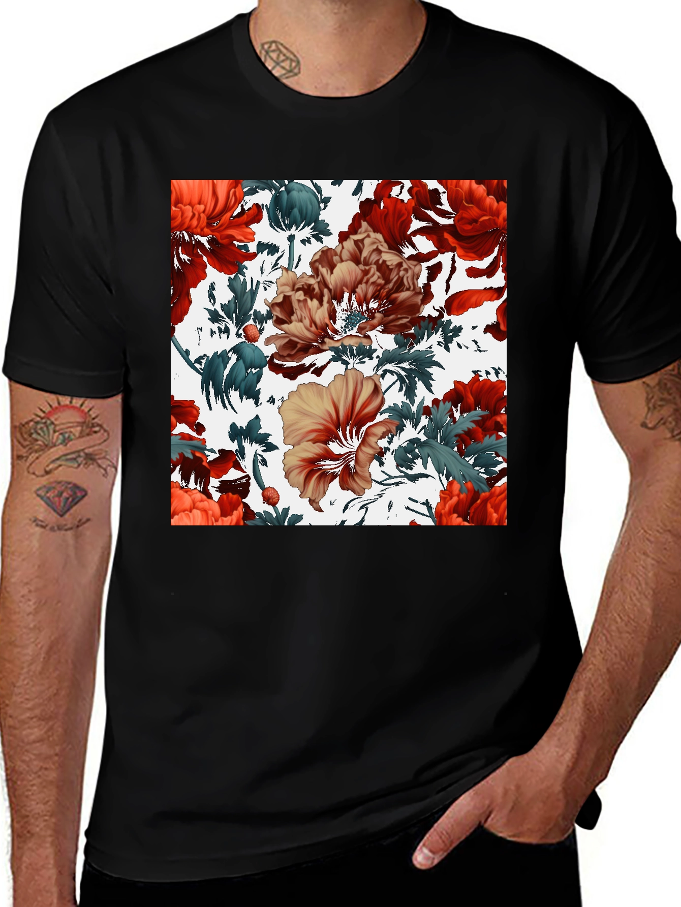 Variant 20 of Floral Print Crew Neck T-Shirt