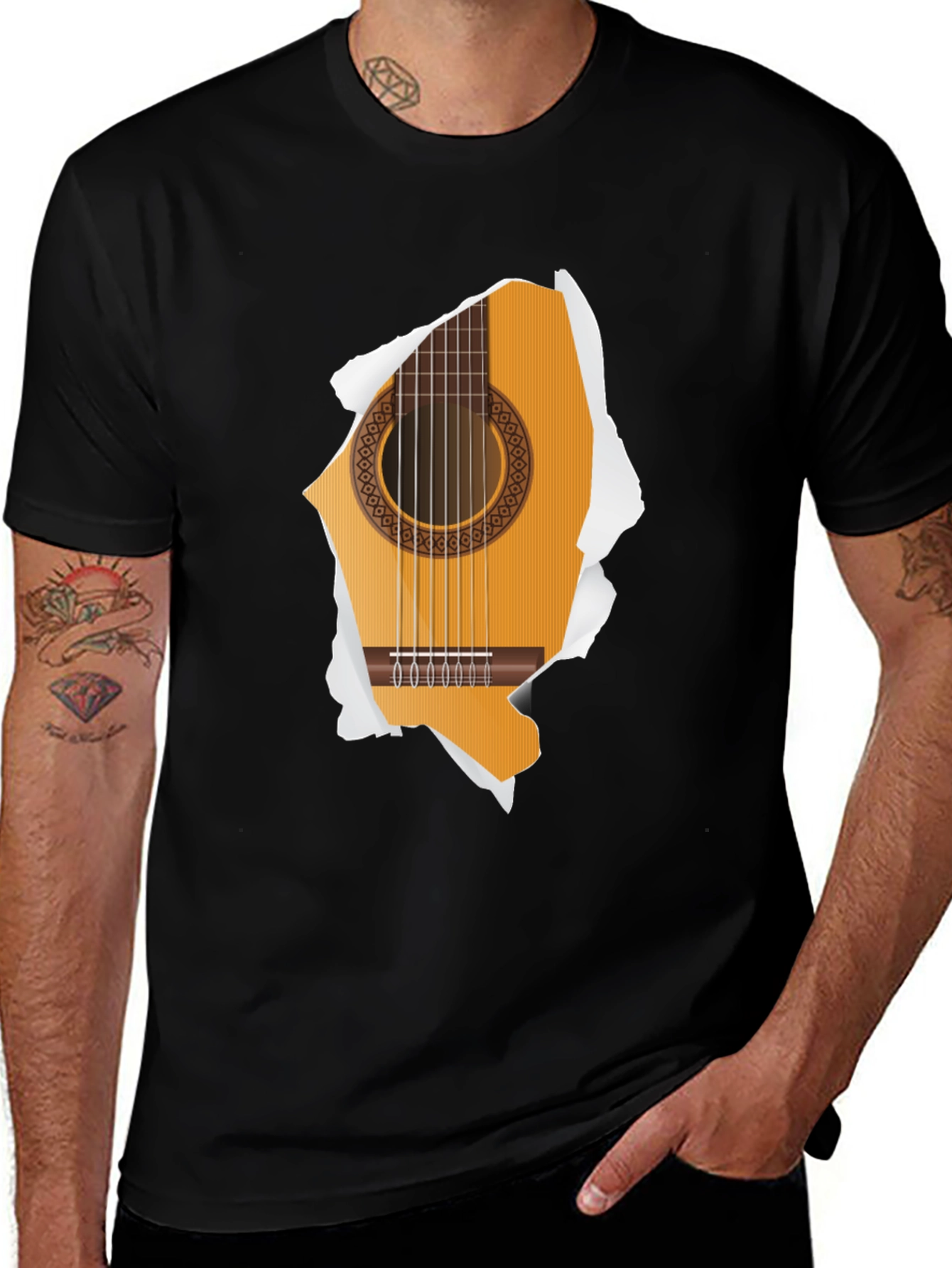 Guitar Ripped T-Shirt - Music Lover Tee