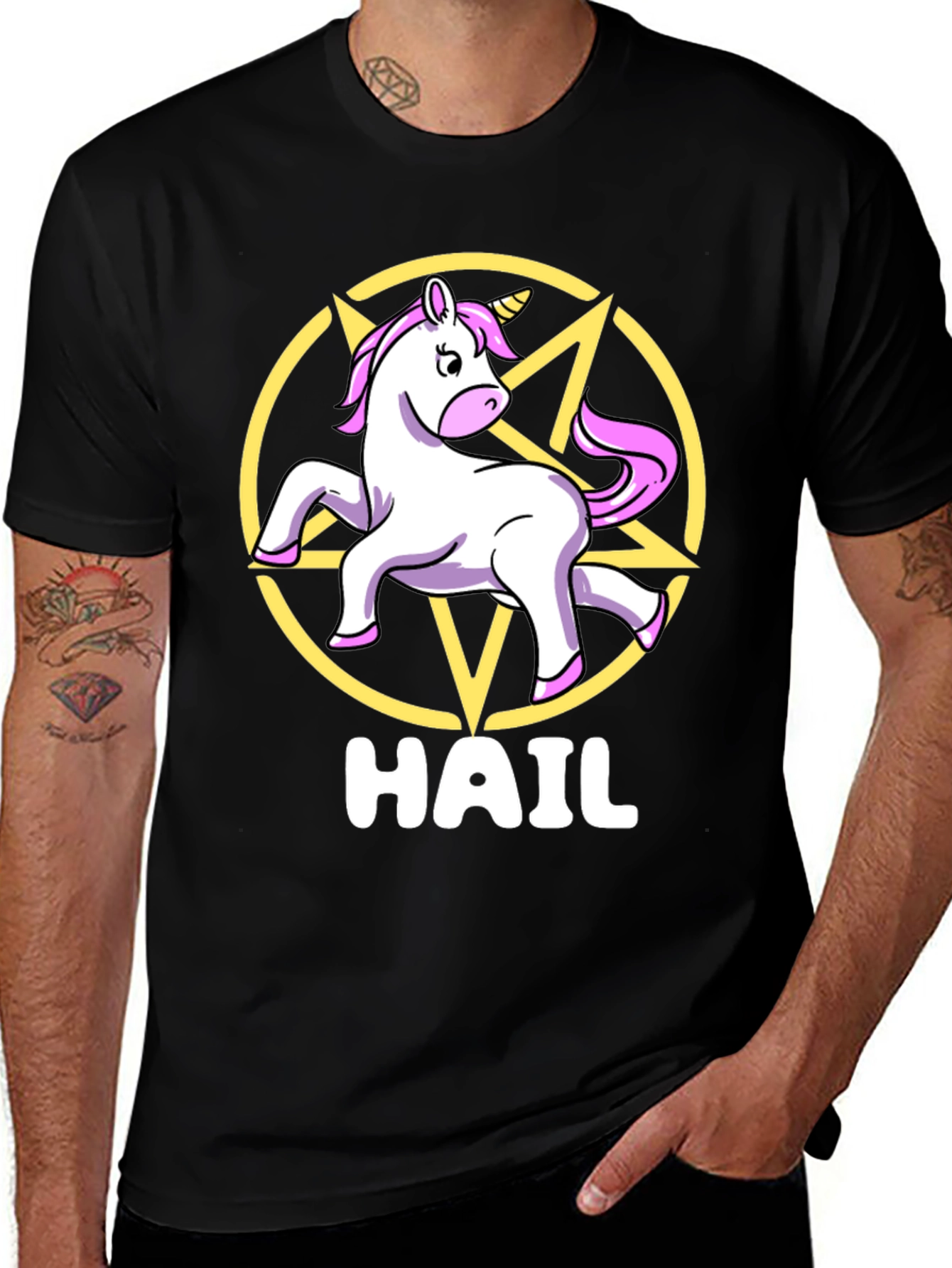 Variant 3 of Hail Unicorn Pentagram T-Shirt