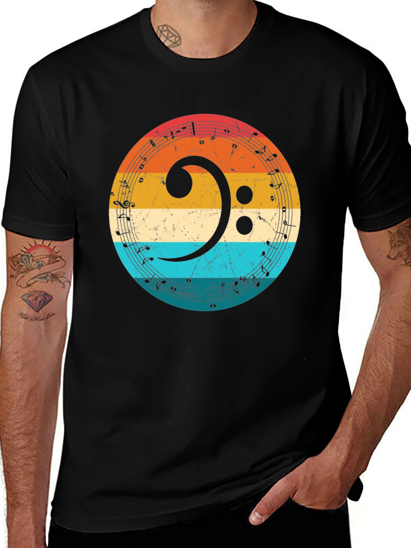 Variant 8 of Vintage Music Note Bass Clef T-Shirt