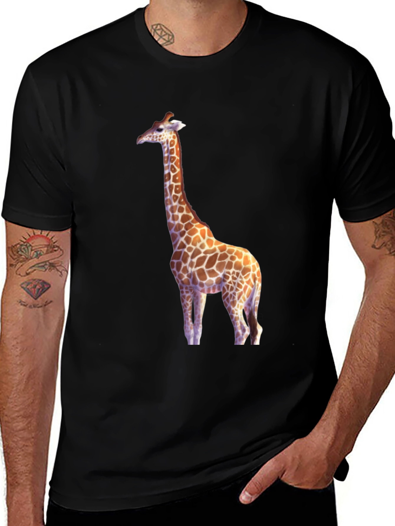 Variant 9 of Giraffe Graphic Black T-Shirt
