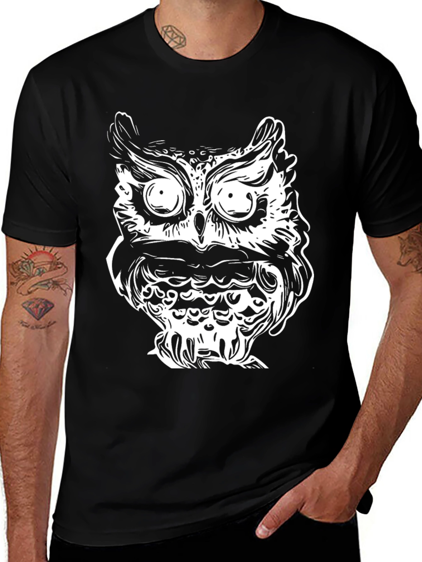 Variant 22 of Owl Graphic Print Black T-Shirt