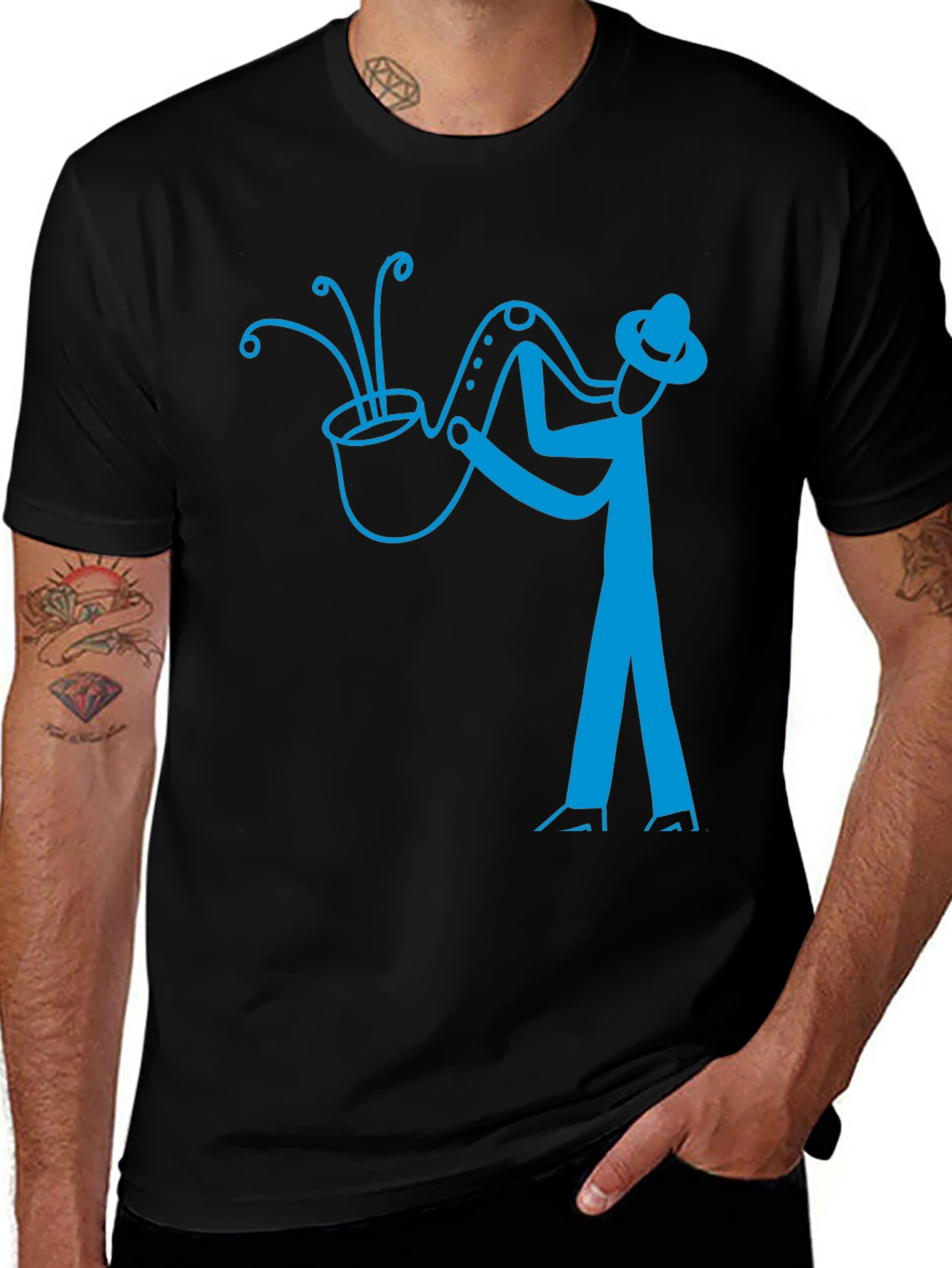 Variant 3 of Cool Blues Saxophone Player Graphic T-Shirt
