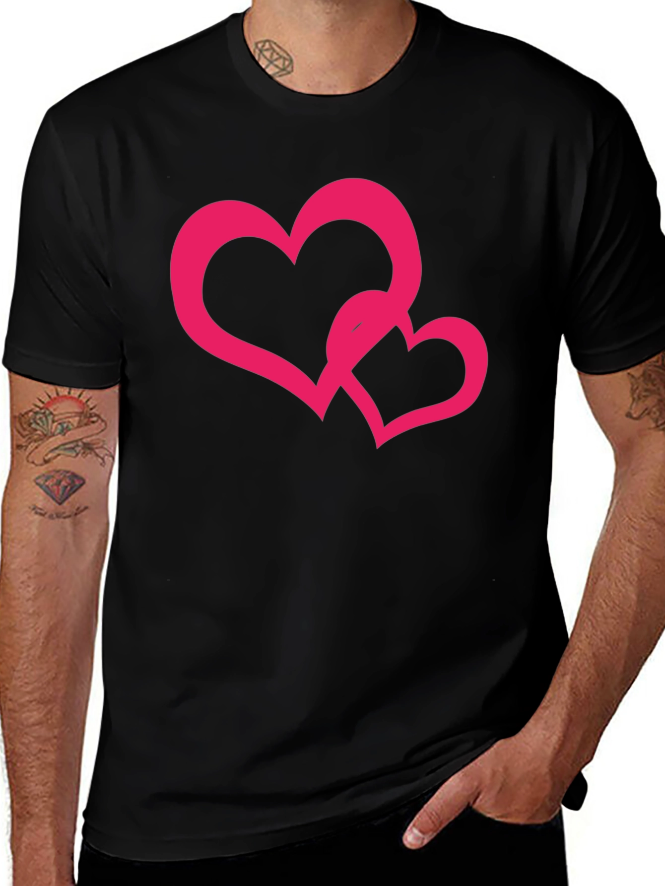 Variant 5 of Heart Graphic Black Tee - Stylish Casual Wear