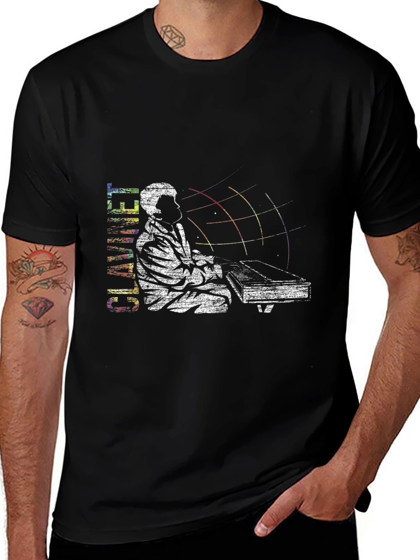 Variant 26 of Retro Pianist Graphic Tee - Black Unisex T-Shirt