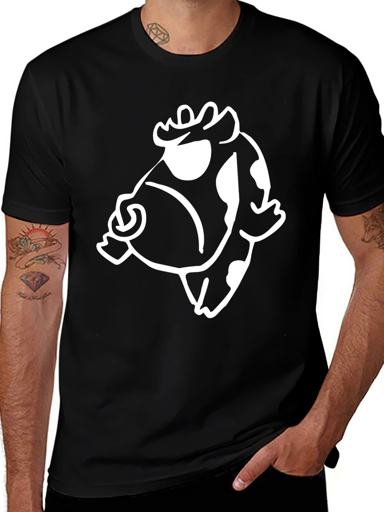 Variant 18 of Cow Graphic Black T-Shirt - Farm Animal Tee